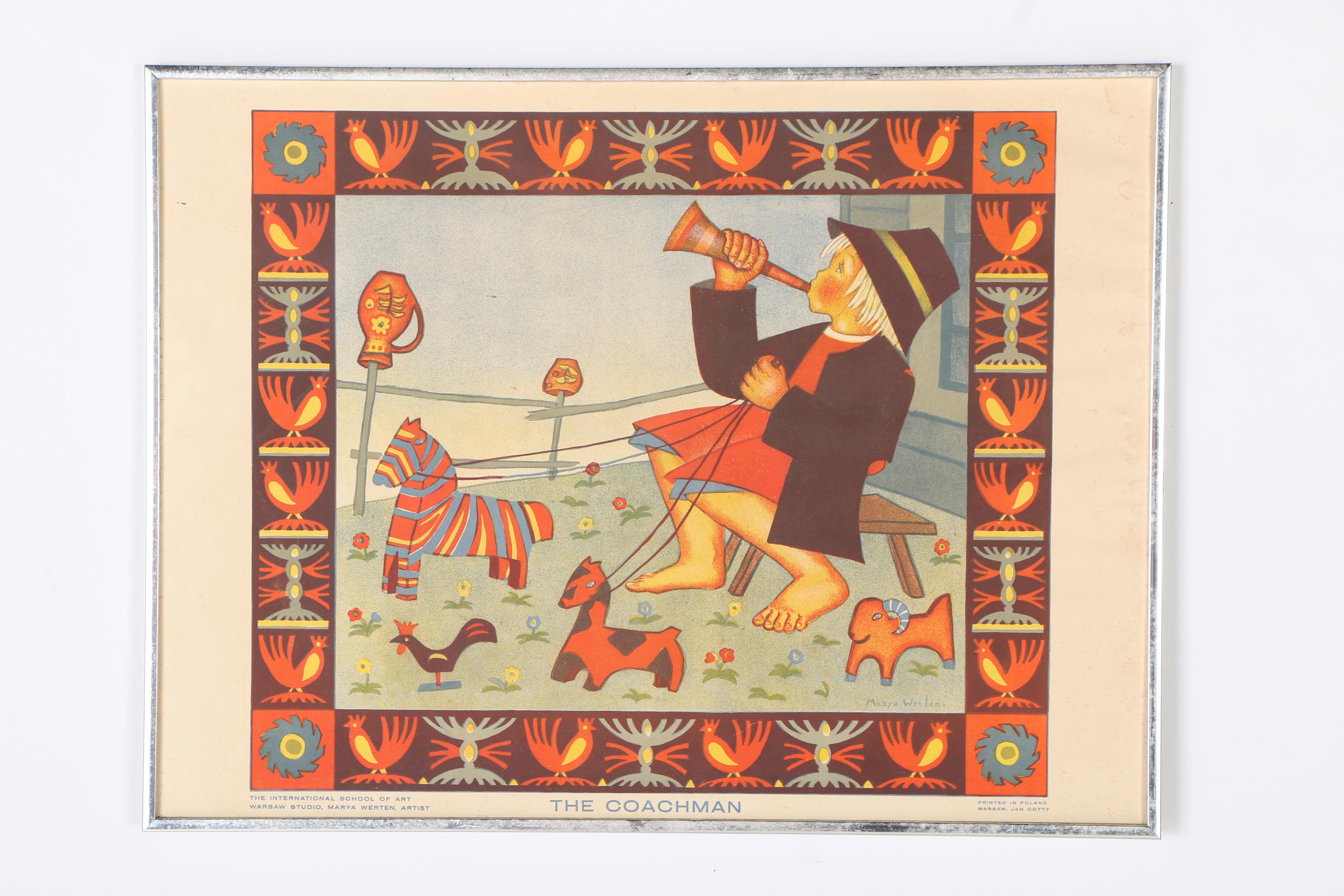 Early 20th Century Marja Werten Colorful Polish Lithographs