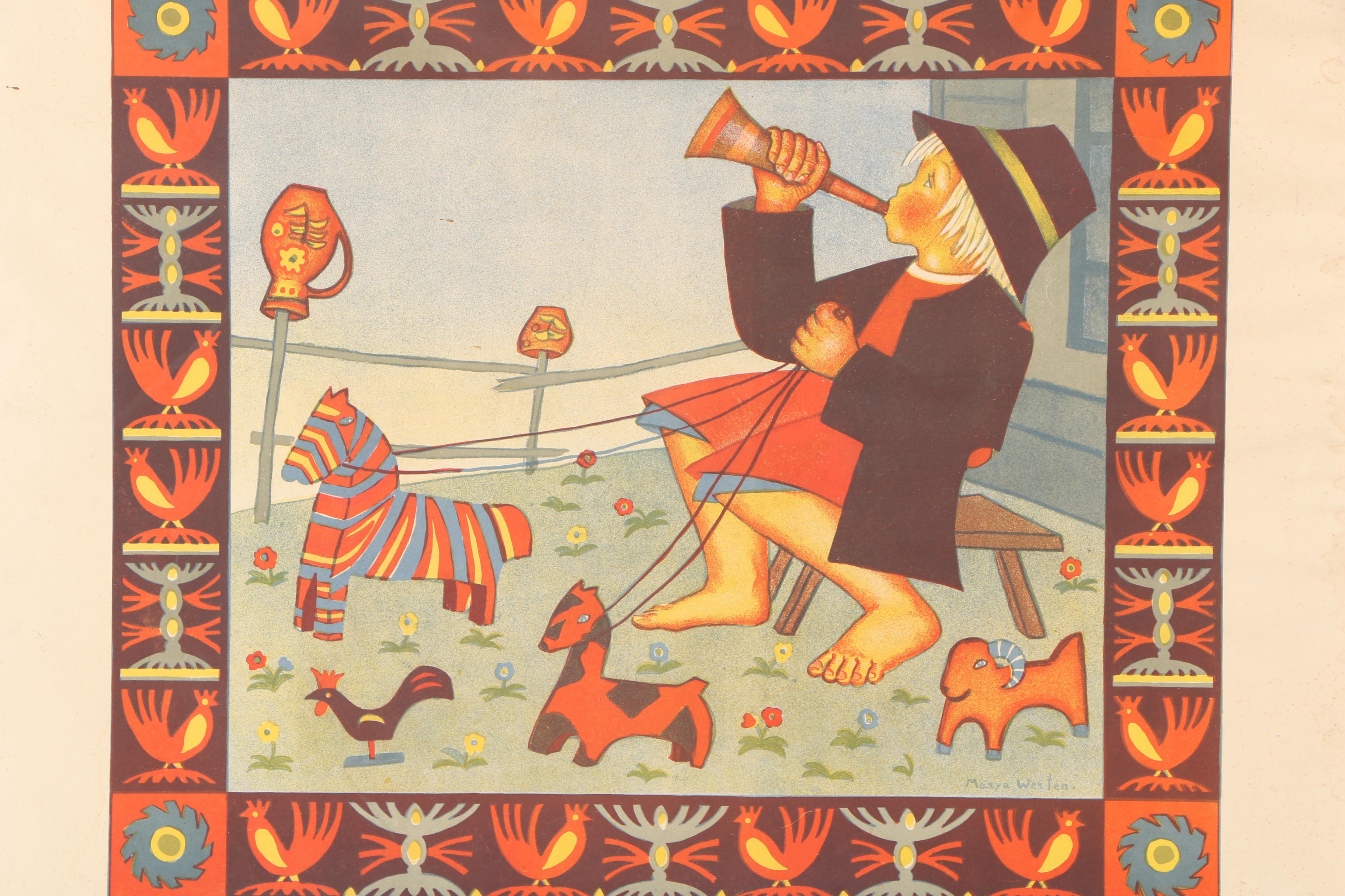 Early 20th Century Marja Werten Colorful Polish Lithographs