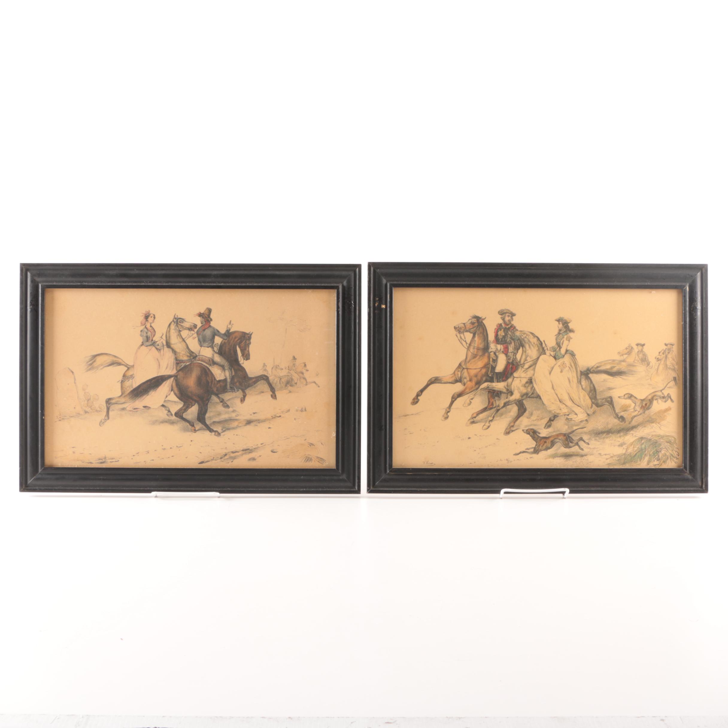 Jean Victor Adam Hand Colored Lithographs From "Chevaux de Races de tous pays"
