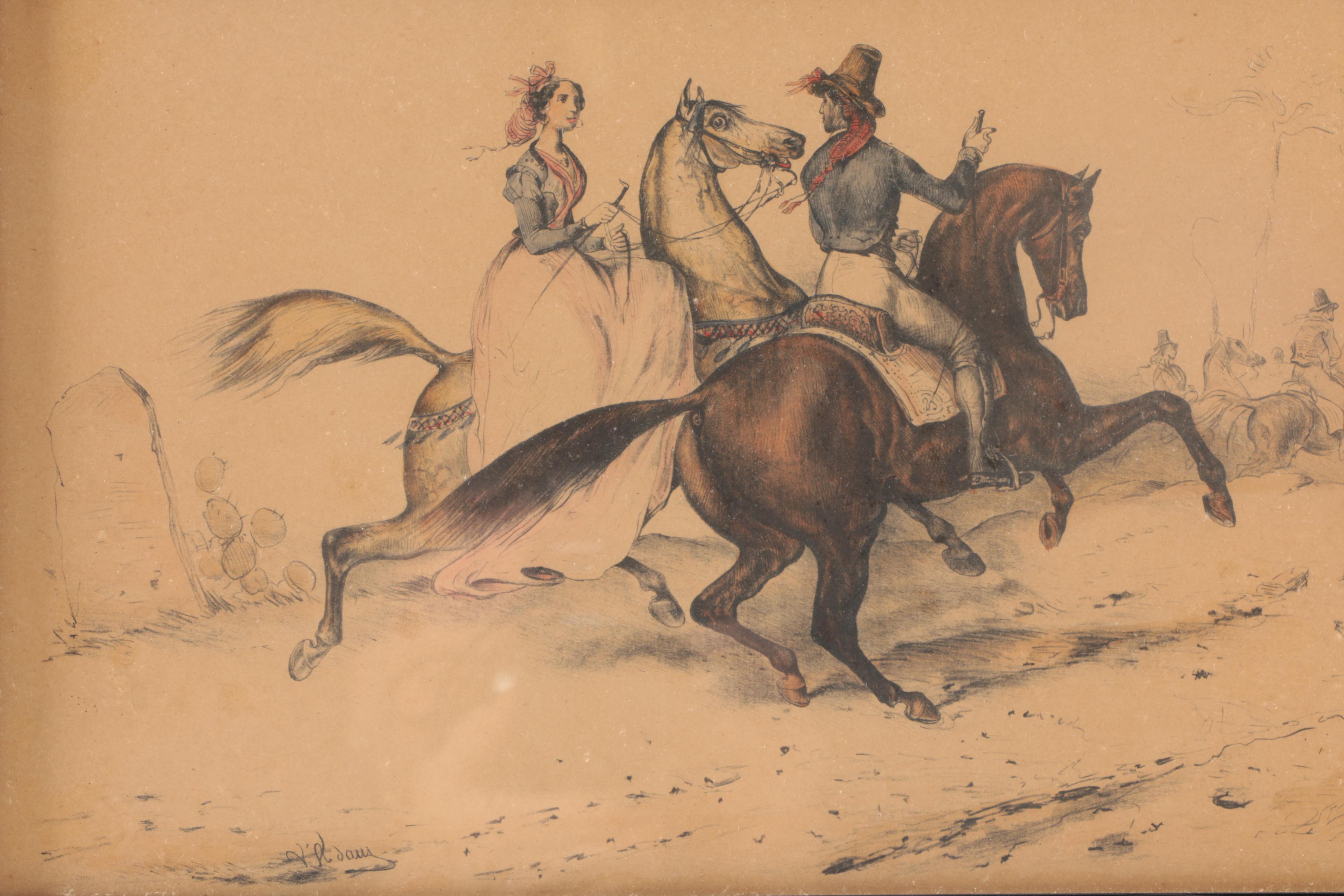 Jean Victor Adam Hand Colored Lithographs From "Chevaux de Races de tous pays"