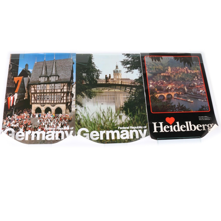 1980s West German Offset Lithograph Tourism Posters