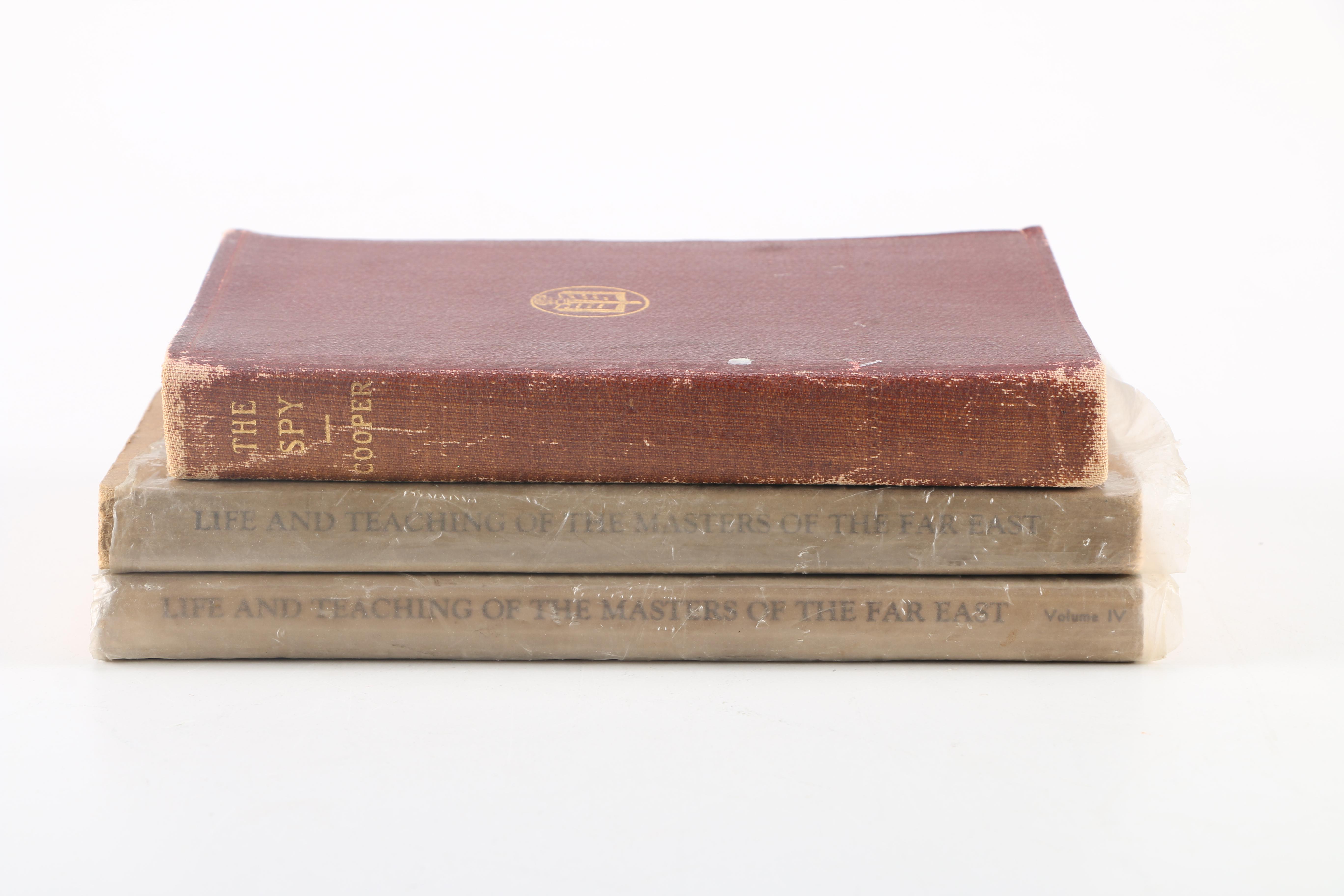 Vintage East Asian Spirituality Books and "The Spy" by James Fenimore