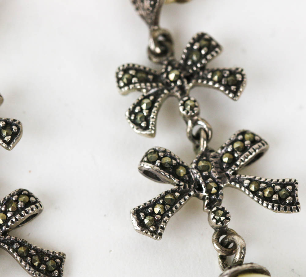 Two Pairs of Sterling Silver Drop Earrings