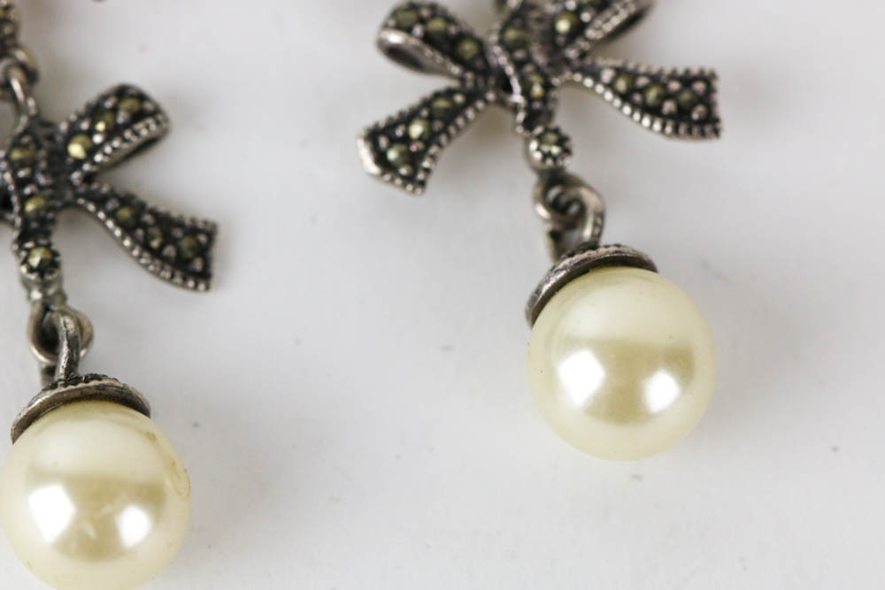 Two Pairs of Sterling Silver Drop Earrings