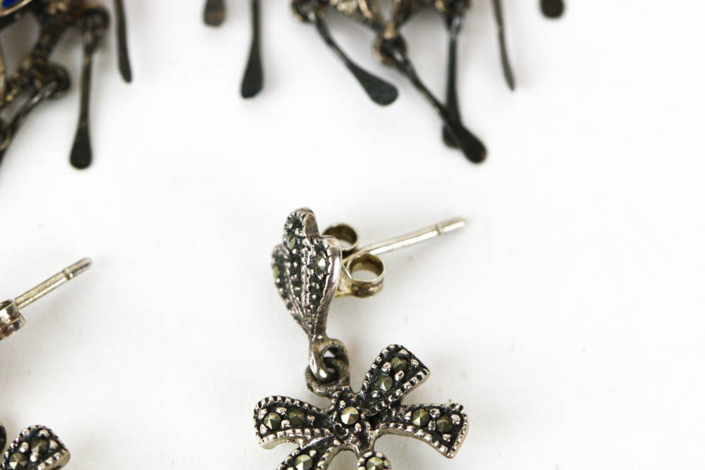 Two Pairs of Sterling Silver Drop Earrings