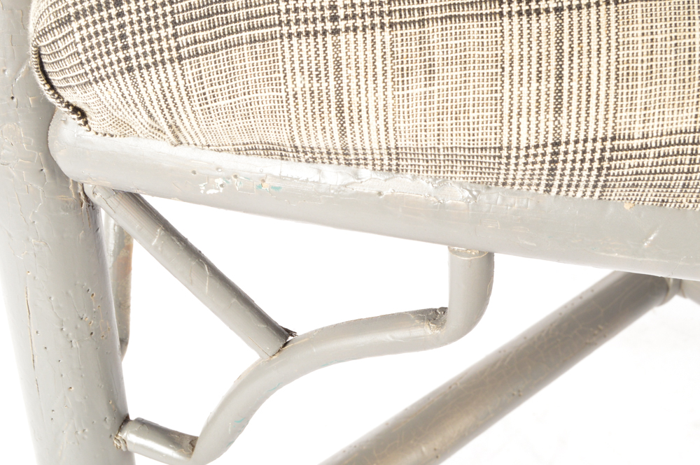 Vintage Rattan Upholstered Accent Arm Chairs