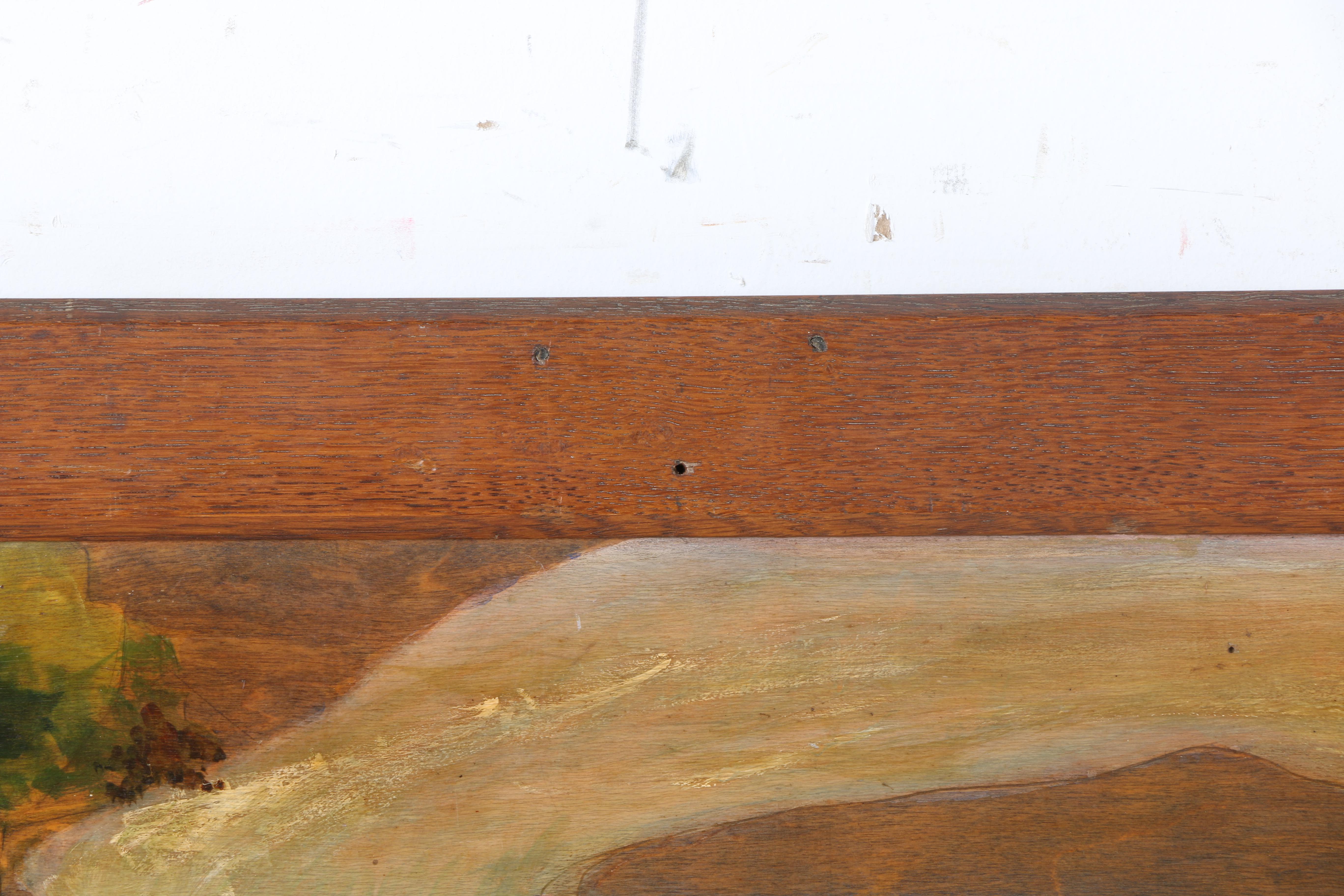 Watercolor Painting on Board of Mid 19th-Century Train Scene