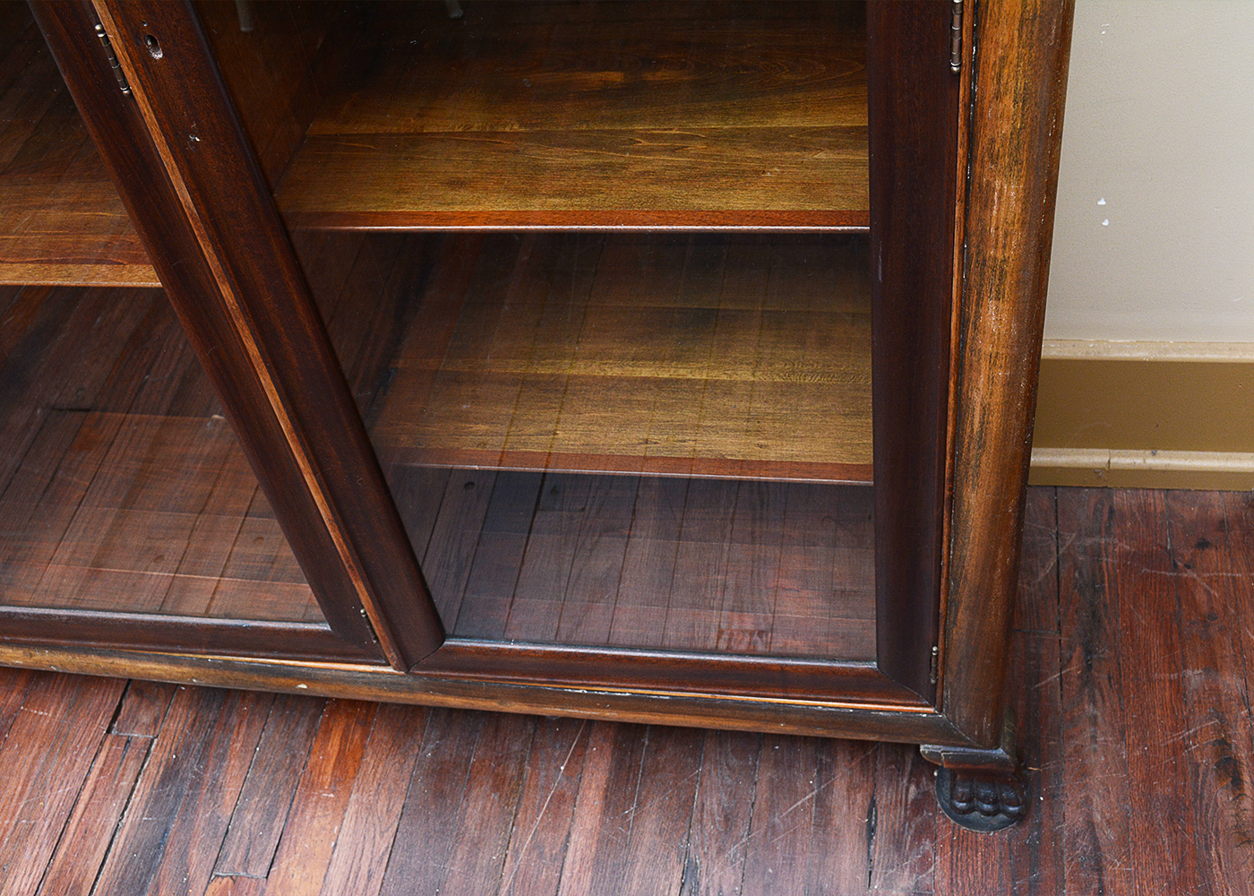 Vintage Bookcase With Lion Head Accents