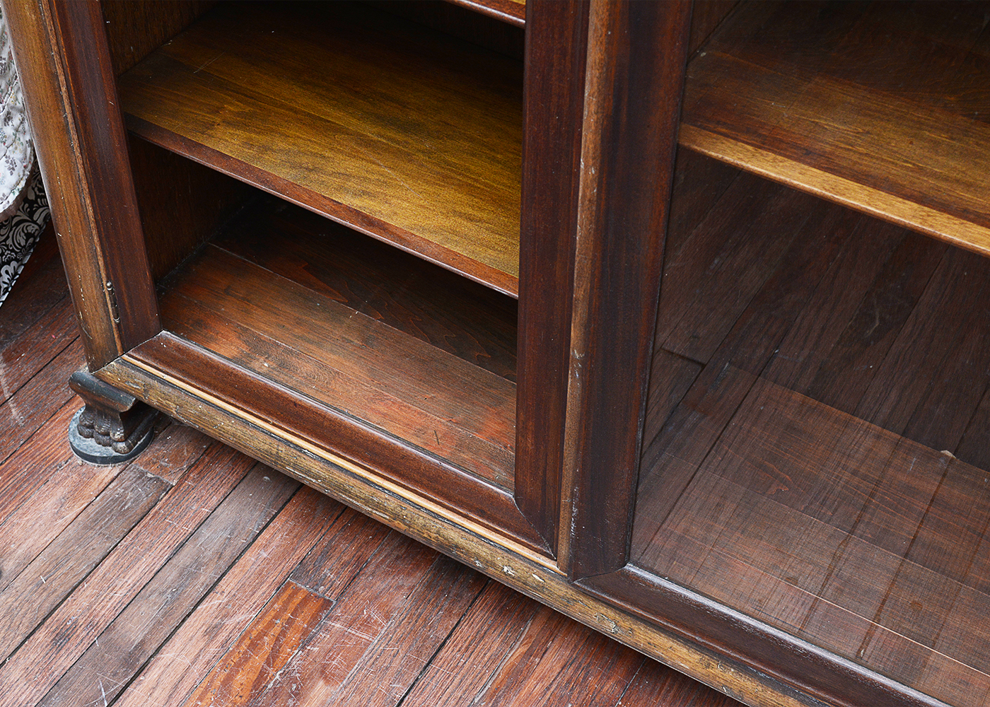 Vintage Bookcase With Lion Head Accents