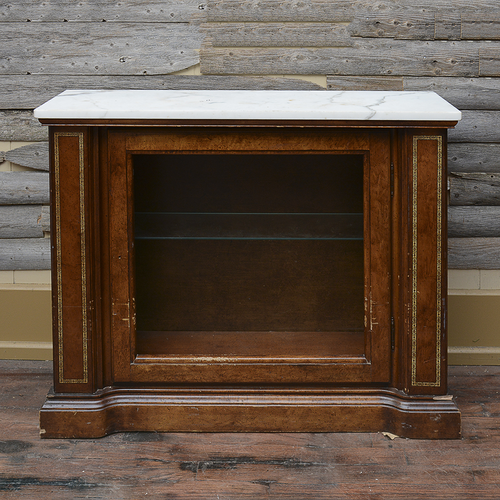 Vintage Console Cabinet With Marble Top