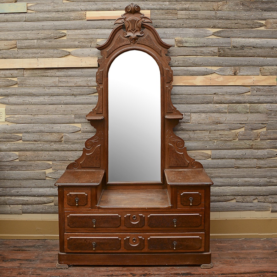 Antique Victorian Style Vanity Dresser With Mirror