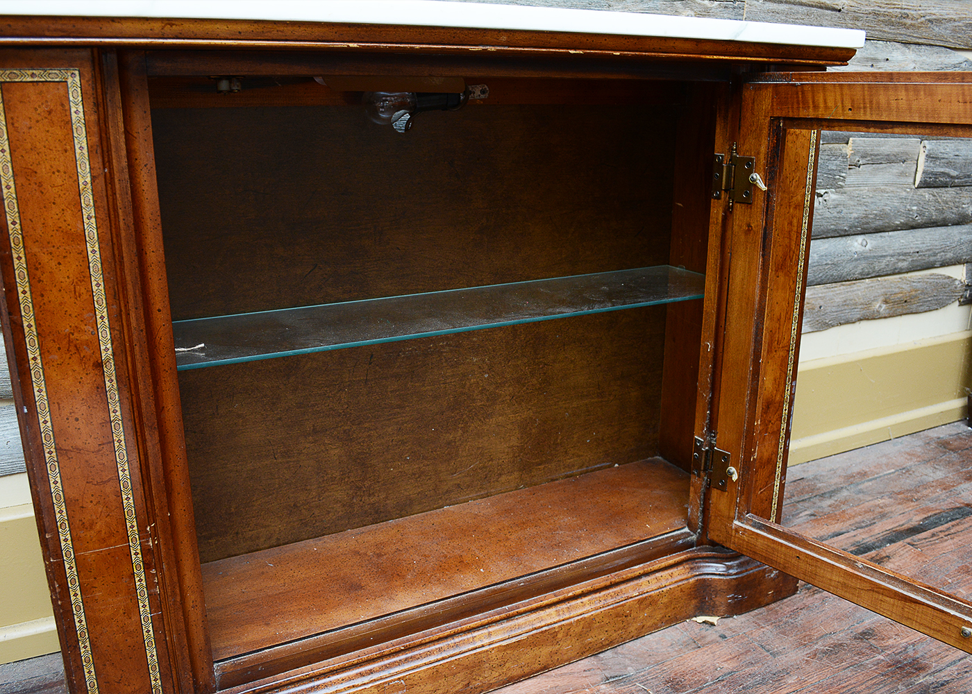 Vintage Console Cabinet With Marble Top