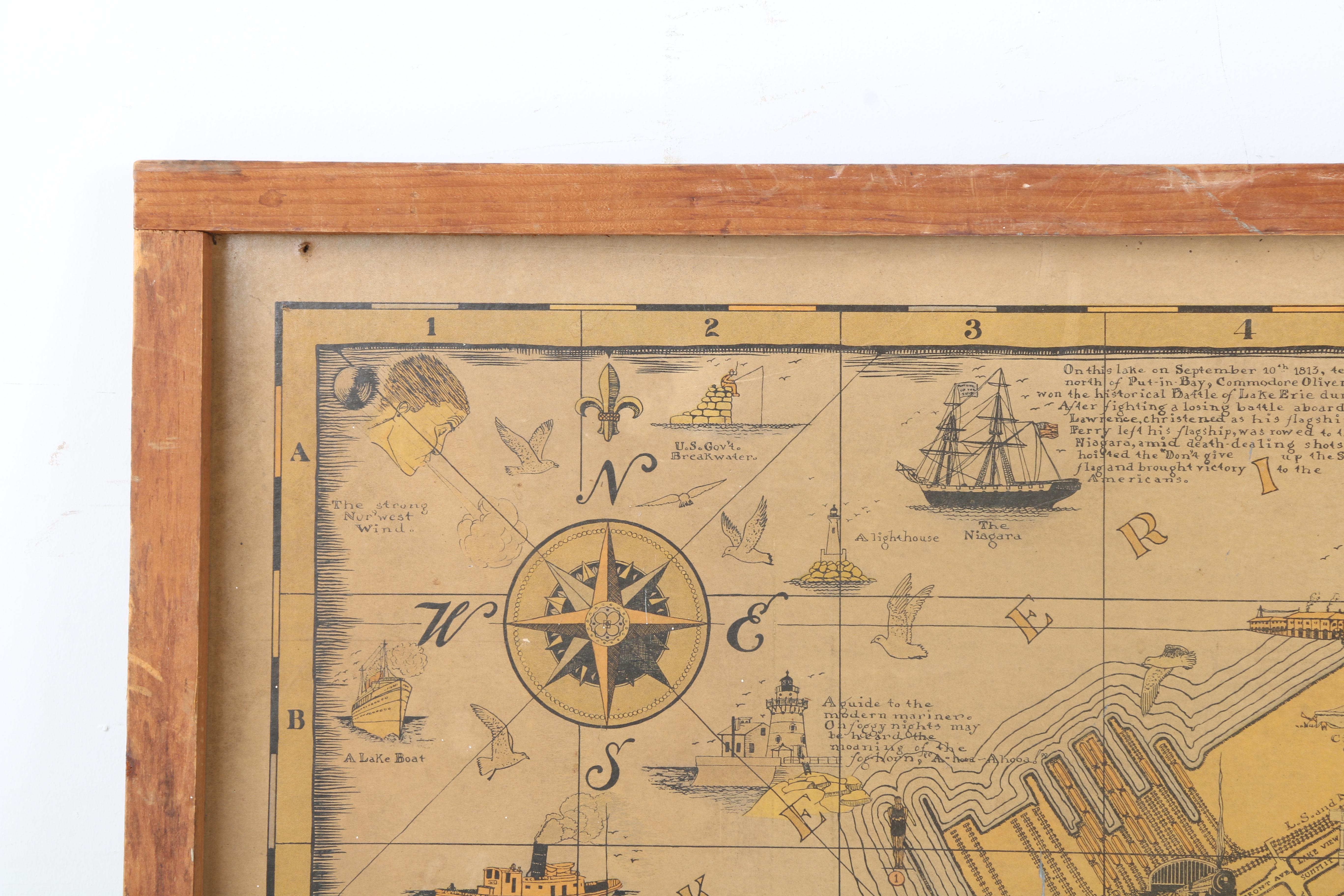 Arthur B. Suchy 1928 Lithograph Map "The Heart of Cleveland, Ohio, Forest City"