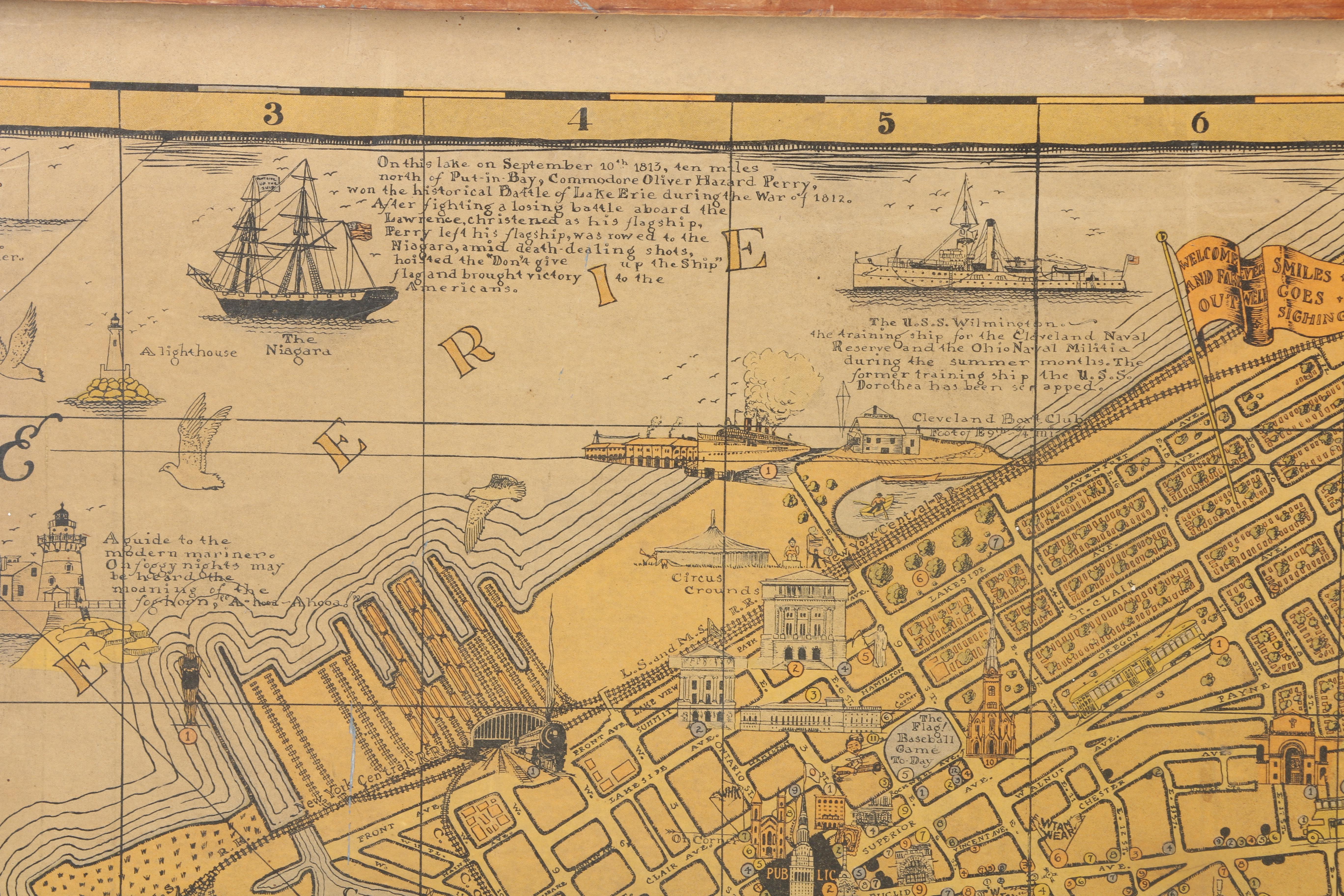 Arthur B. Suchy 1928 Lithograph Map "The Heart of Cleveland, Ohio, Forest City"