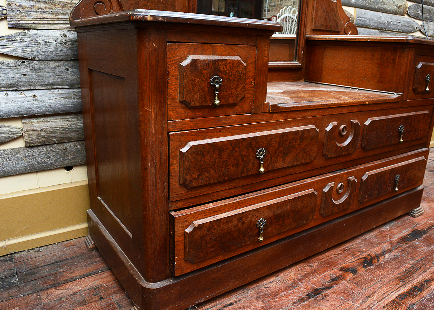 Antique Victorian Style Vanity Dresser With Mirror