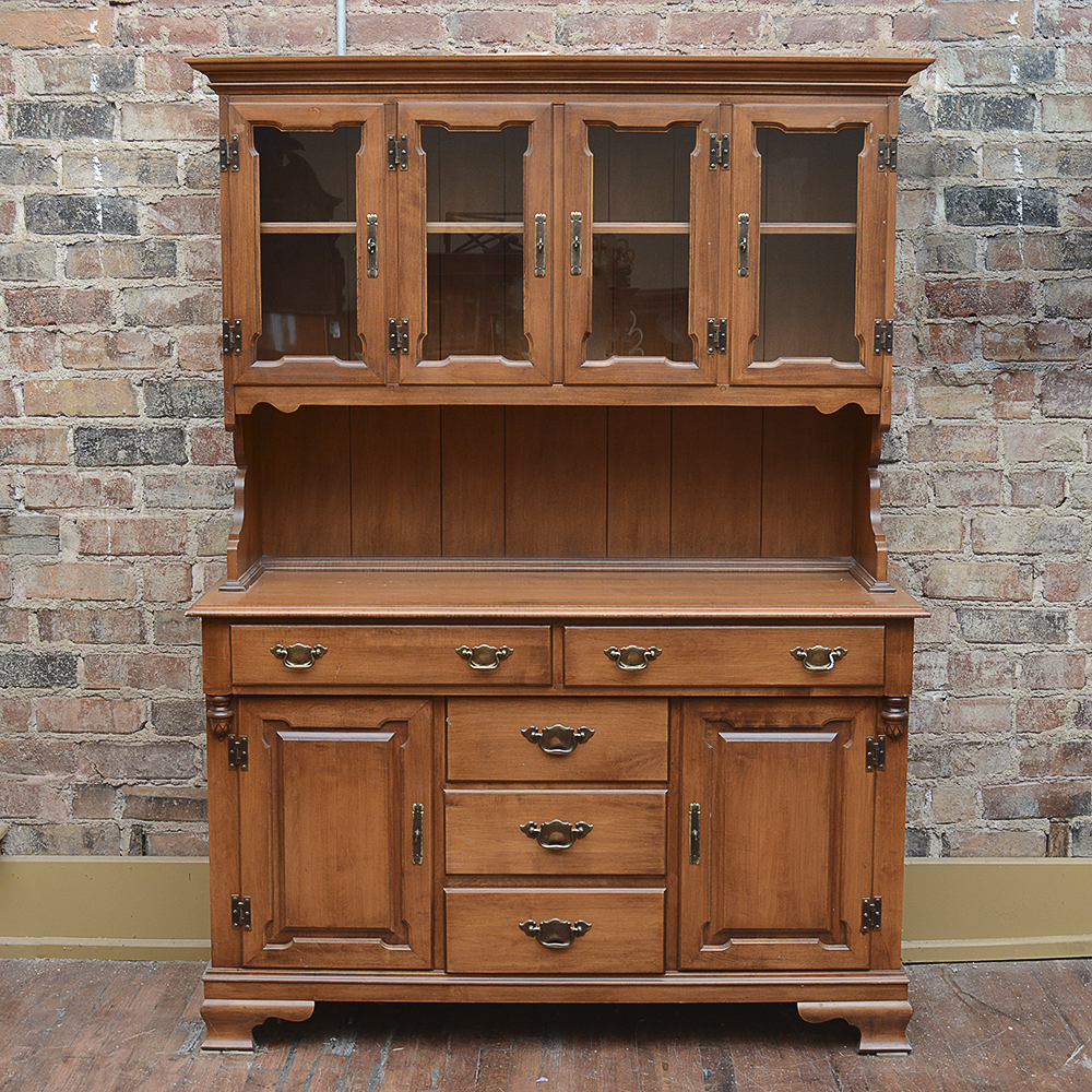 Vintage Tell City Maple Buffet with China Cabinet
