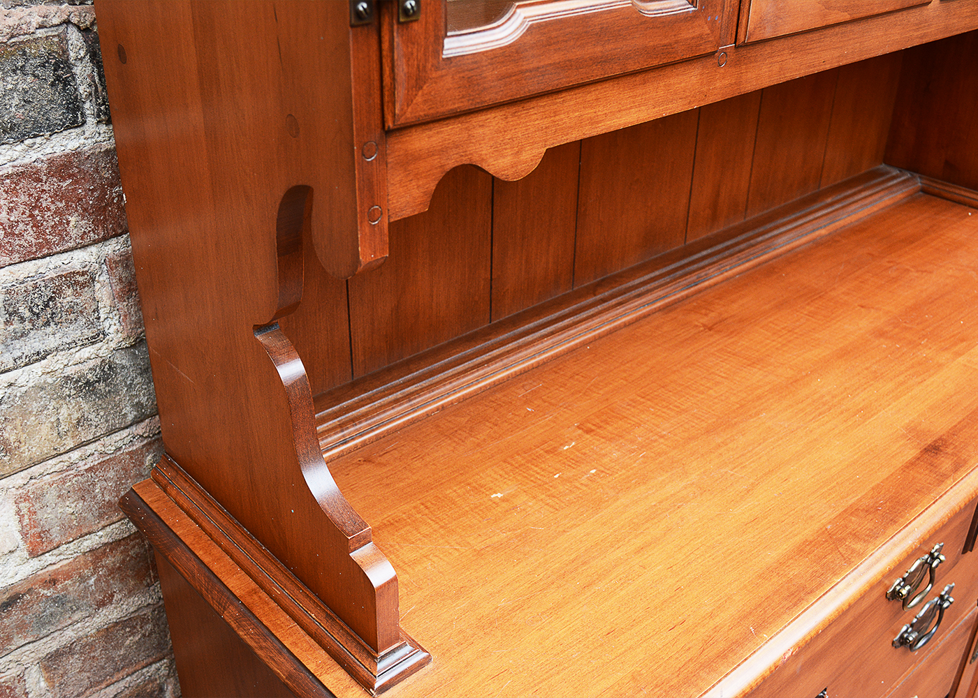 Vintage Tell City Maple Buffet with China Cabinet