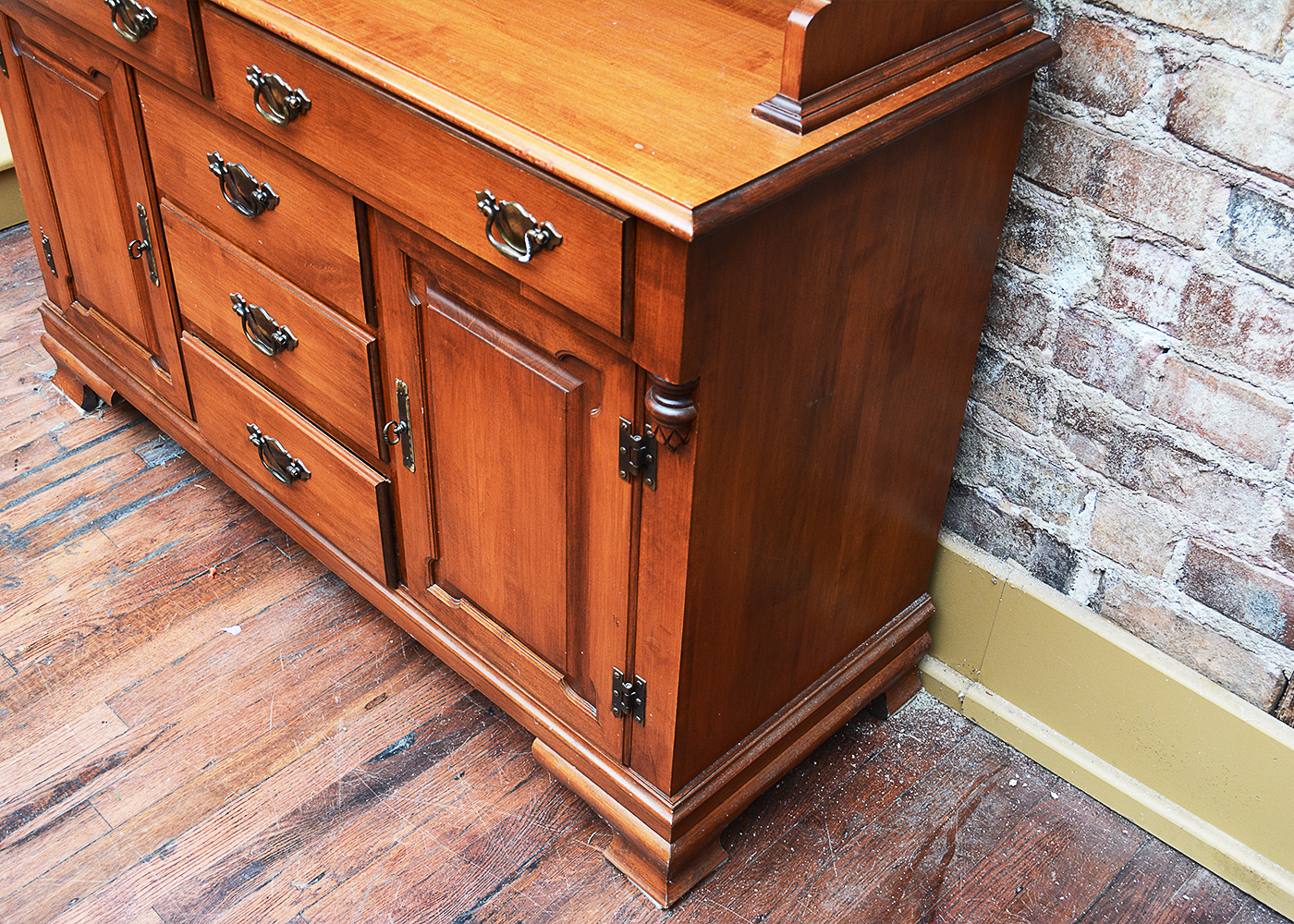 Vintage Tell City Maple Buffet with China Cabinet