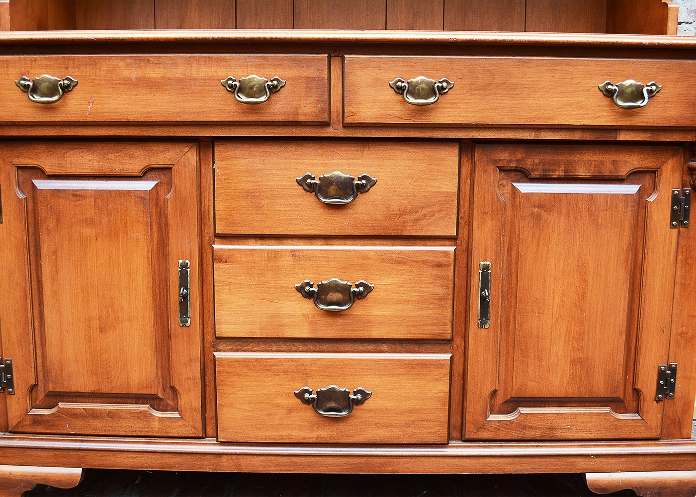 Vintage Tell City Maple Buffet with China Cabinet