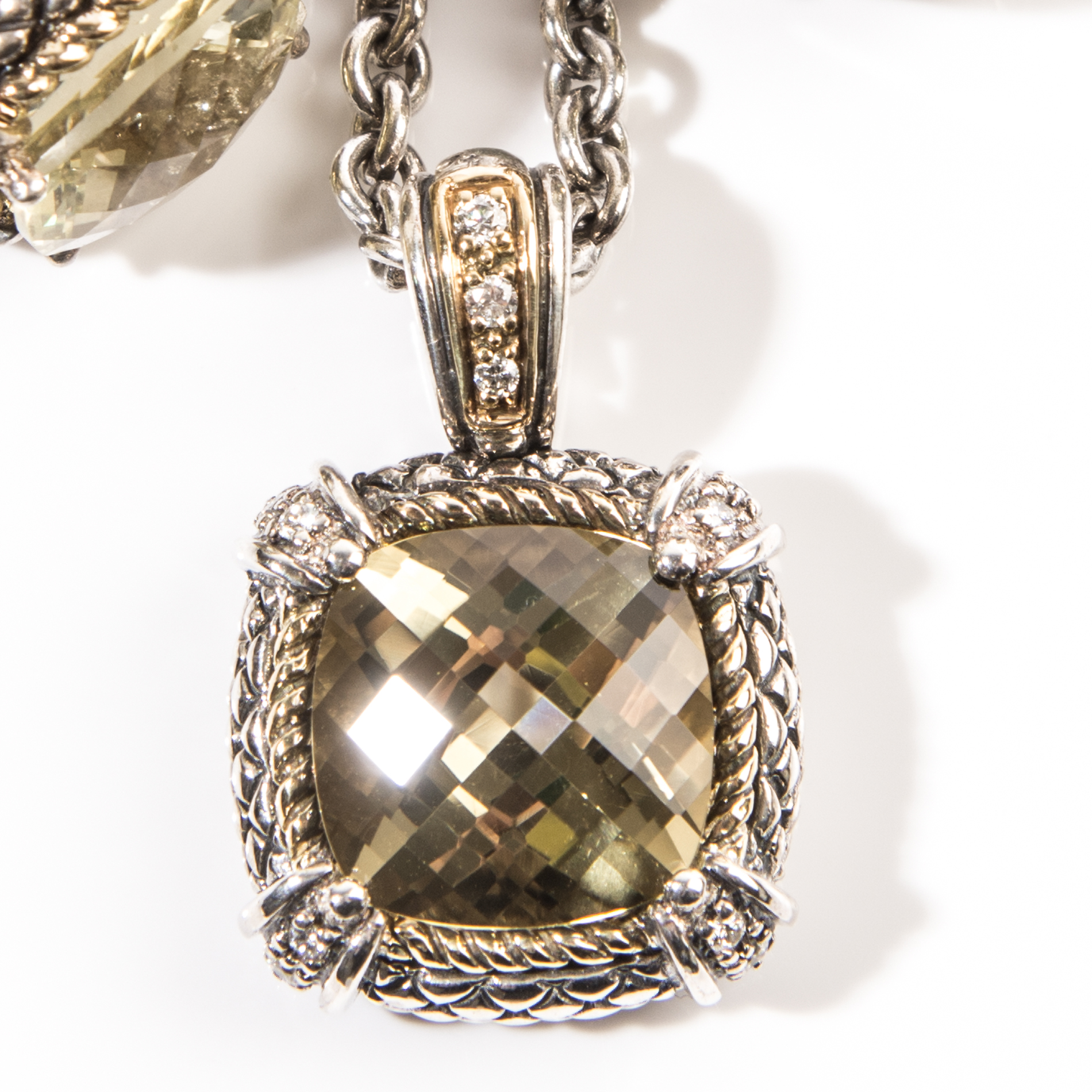 Andrea Candela Lemon Quartz and Diamond Necklace and Earring Set