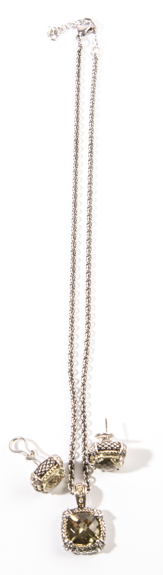 Andrea Candela Lemon Quartz and Diamond Necklace and Earring Set