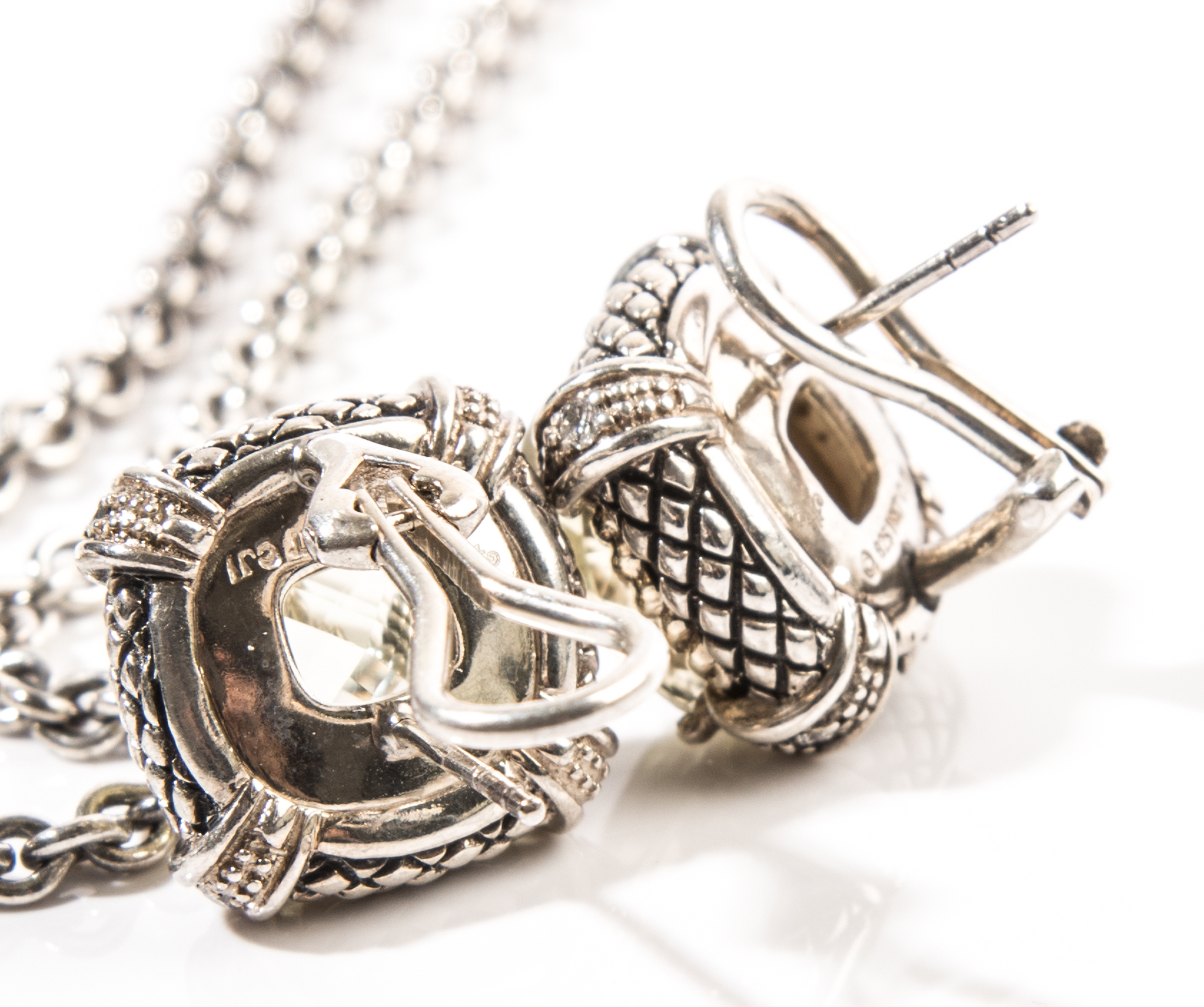 Andrea Candela Lemon Quartz and Diamond Necklace and Earring Set