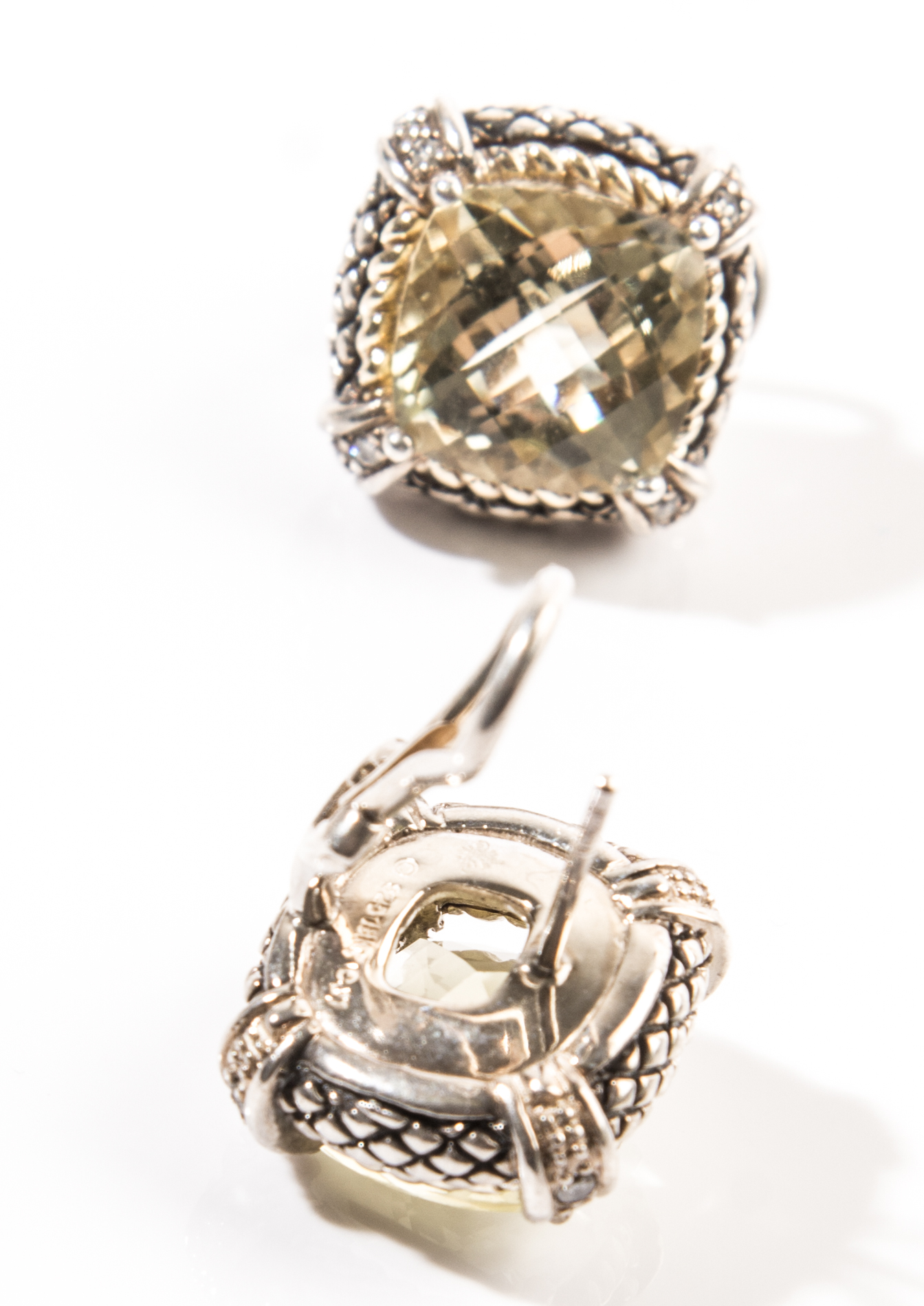 Andrea Candela Lemon Quartz and Diamond Necklace and Earring Set