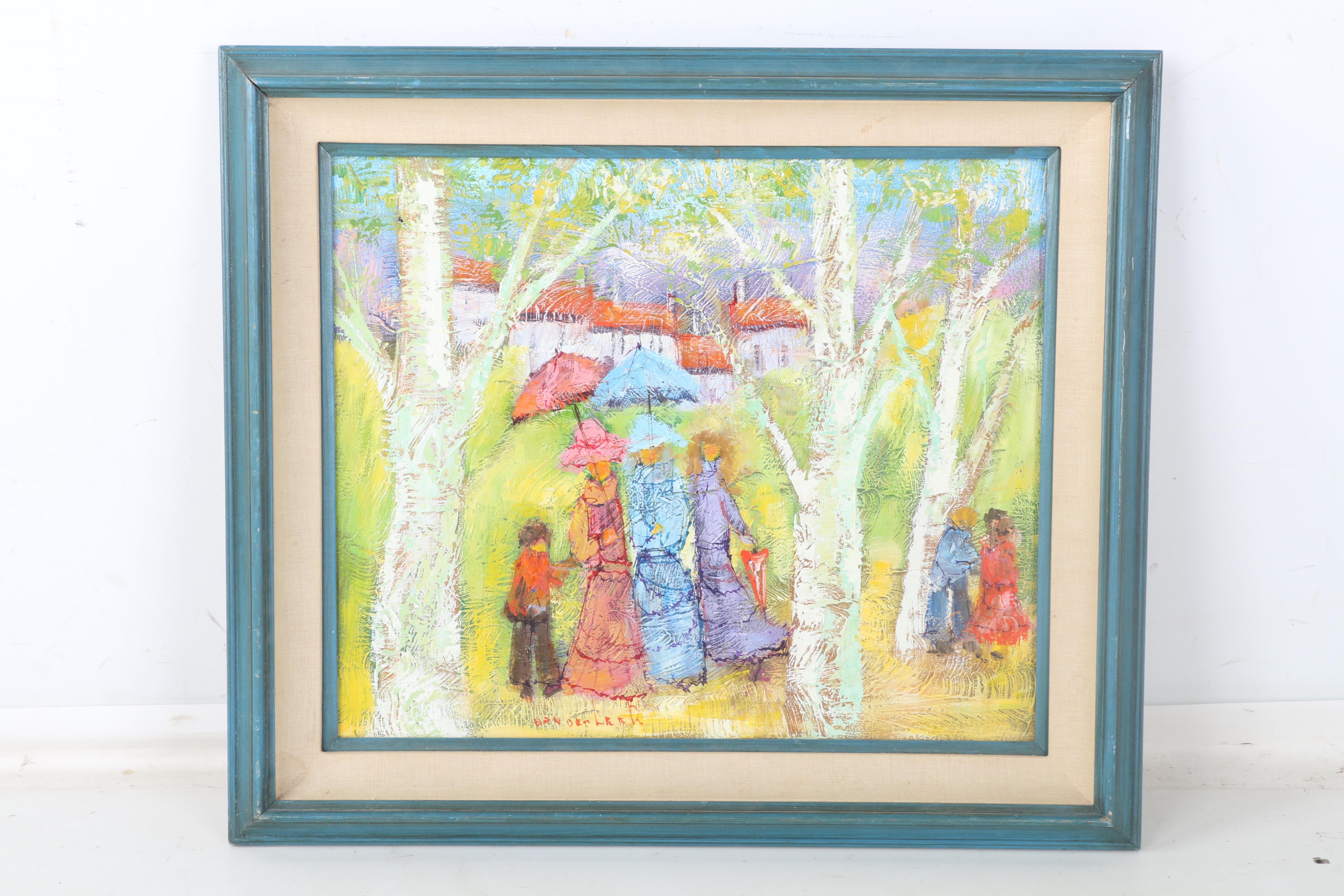 Van Der Leer Oil Painting of Group Outing