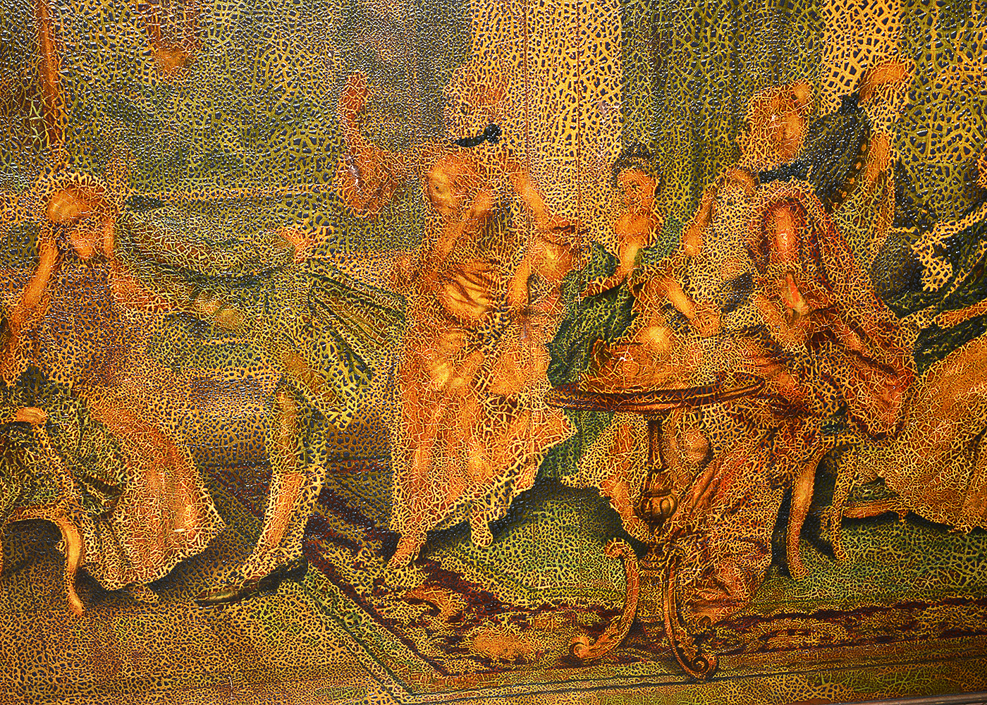 Offset Lithograph on Canvas After an 18th Century Genre Scene