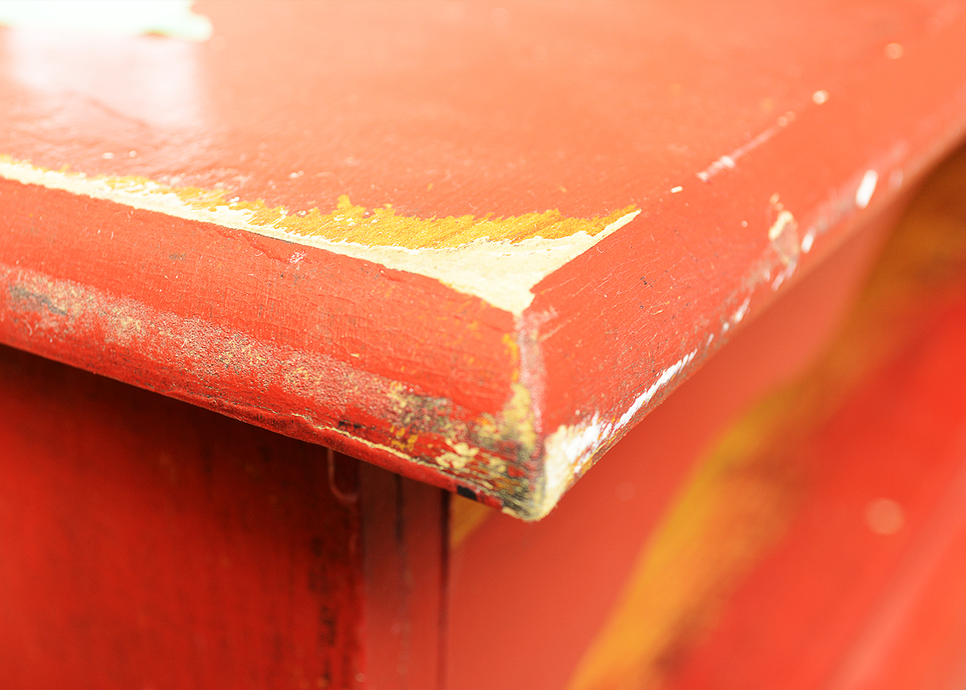 Red-Painted Country-Style Entertainment Cabinet
