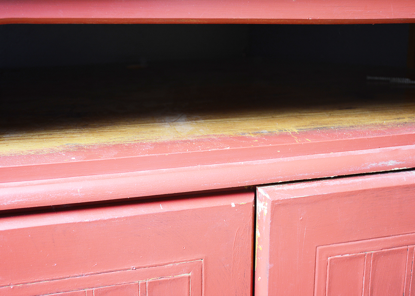 Red-Painted Country-Style Entertainment Cabinet