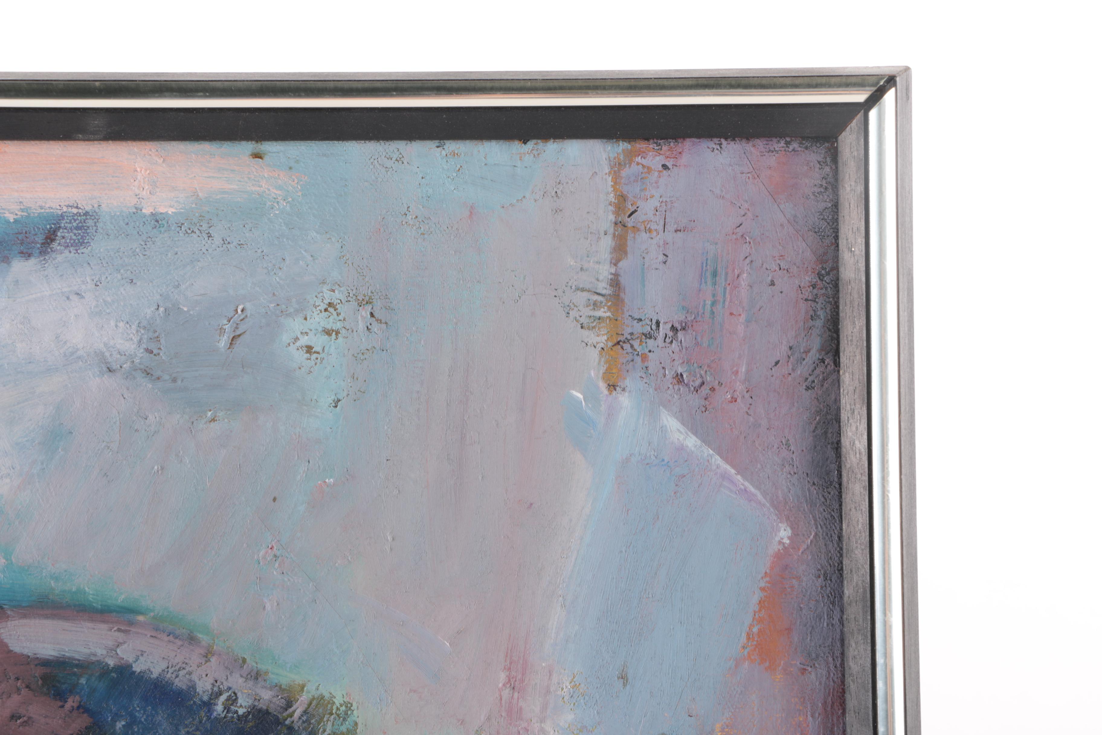 Abstract Oil Painting on Canvas Attributed to Lola Breidbart