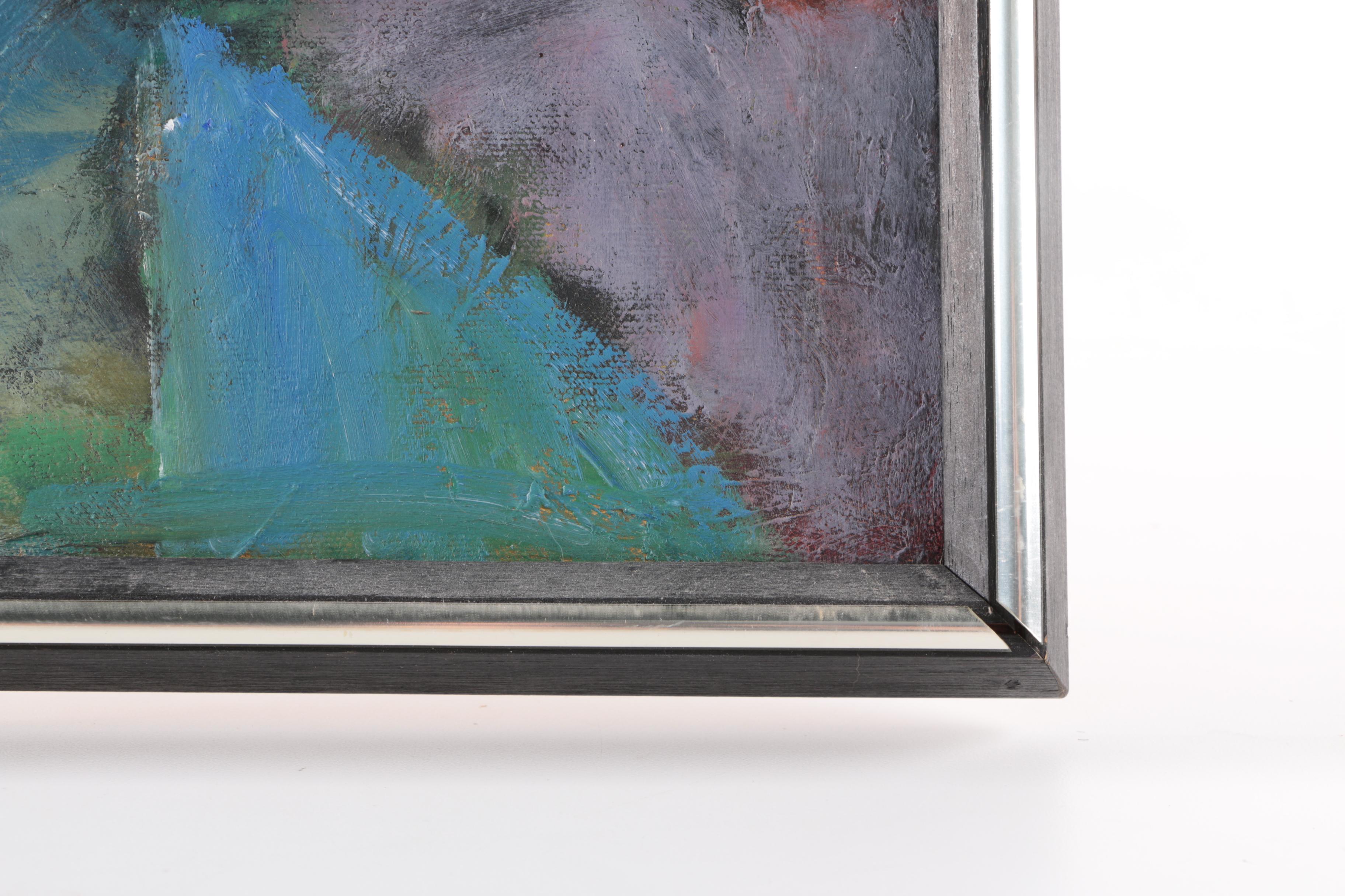 Abstract Oil Painting on Canvas Attributed to Lola Breidbart