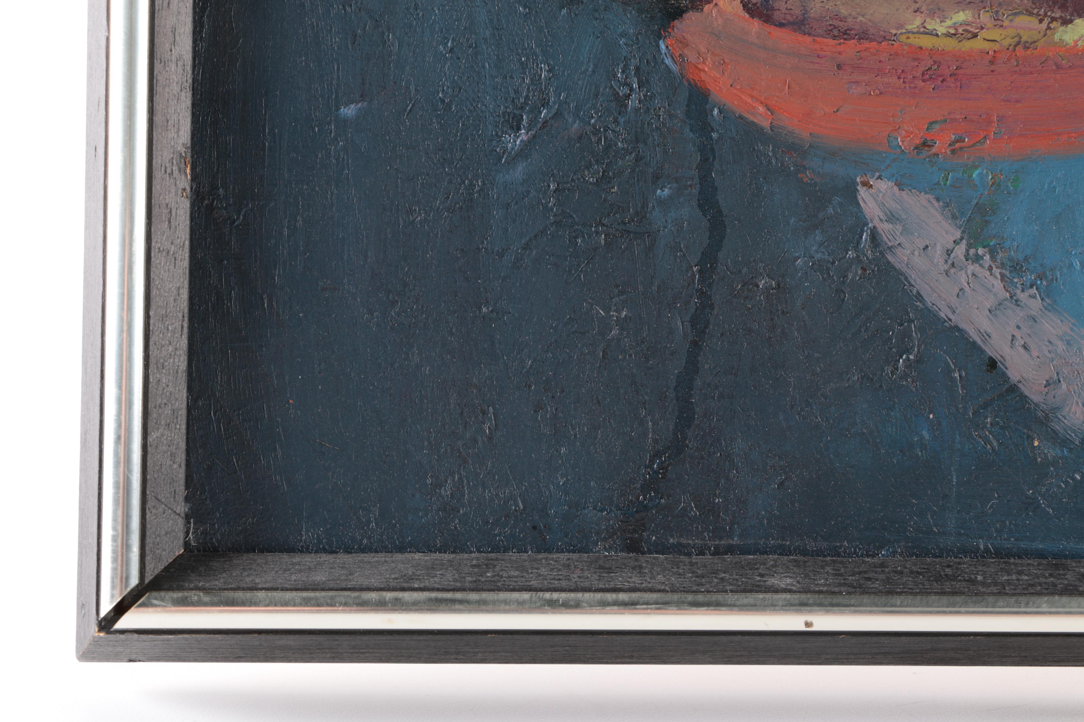 Abstract Oil Painting on Canvas Attributed to Lola Breidbart