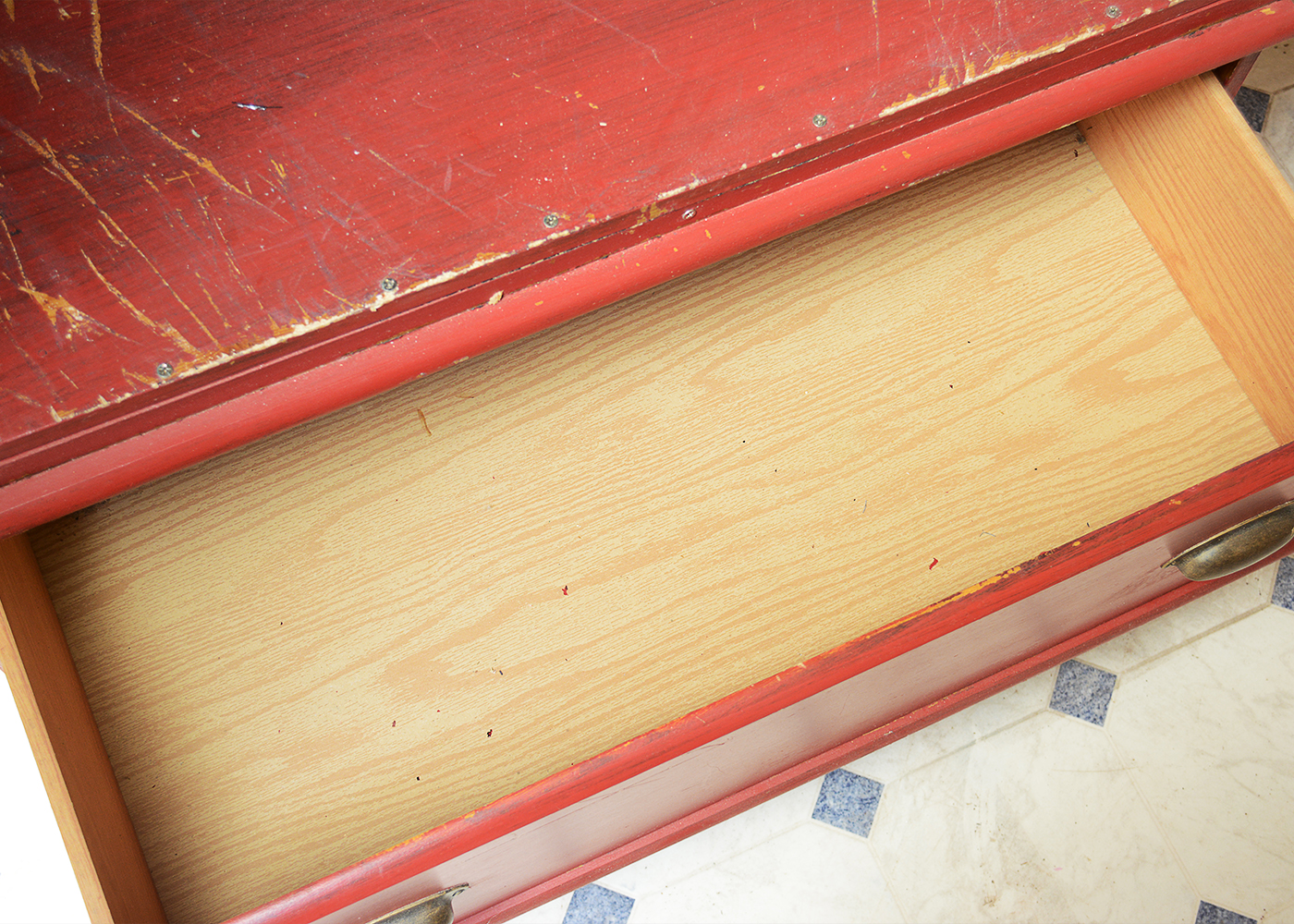 Red-Painted Country-Style Entertainment Cabinet