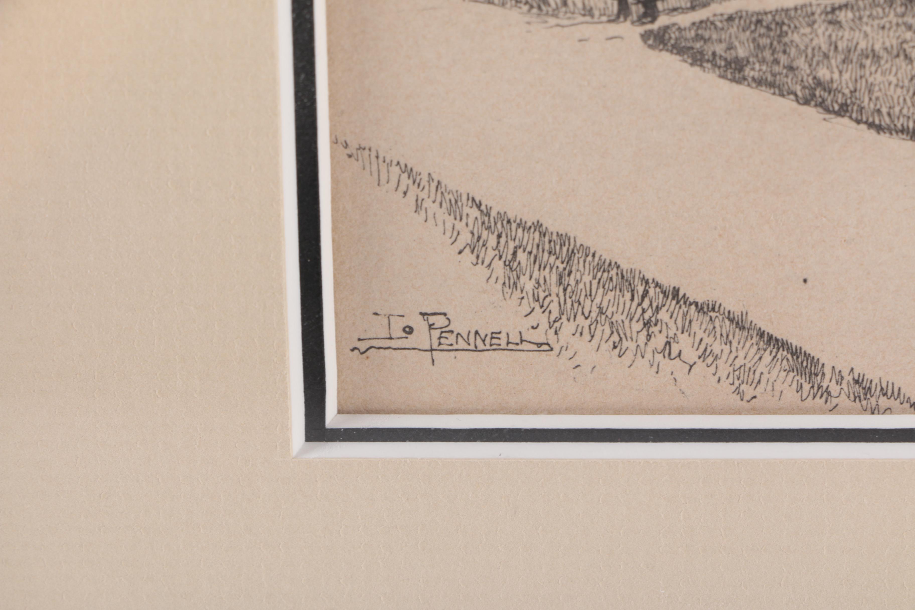 Joseph Pennell English Cityscape Etchings on Paper