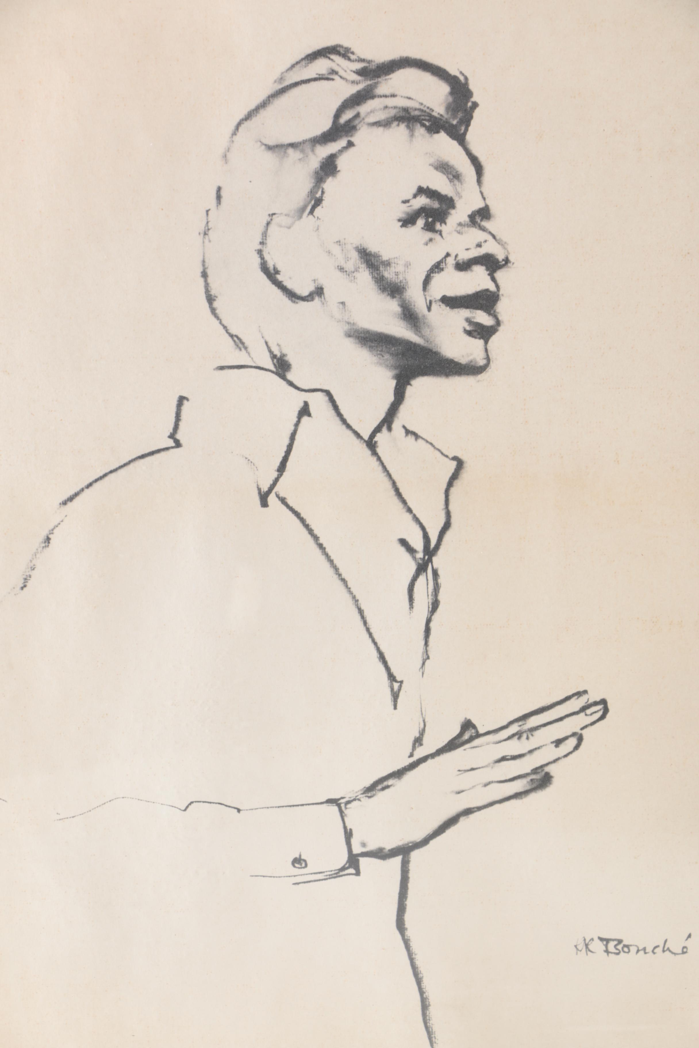 Lithograph After R. R. Bonche of Frank Sinatra