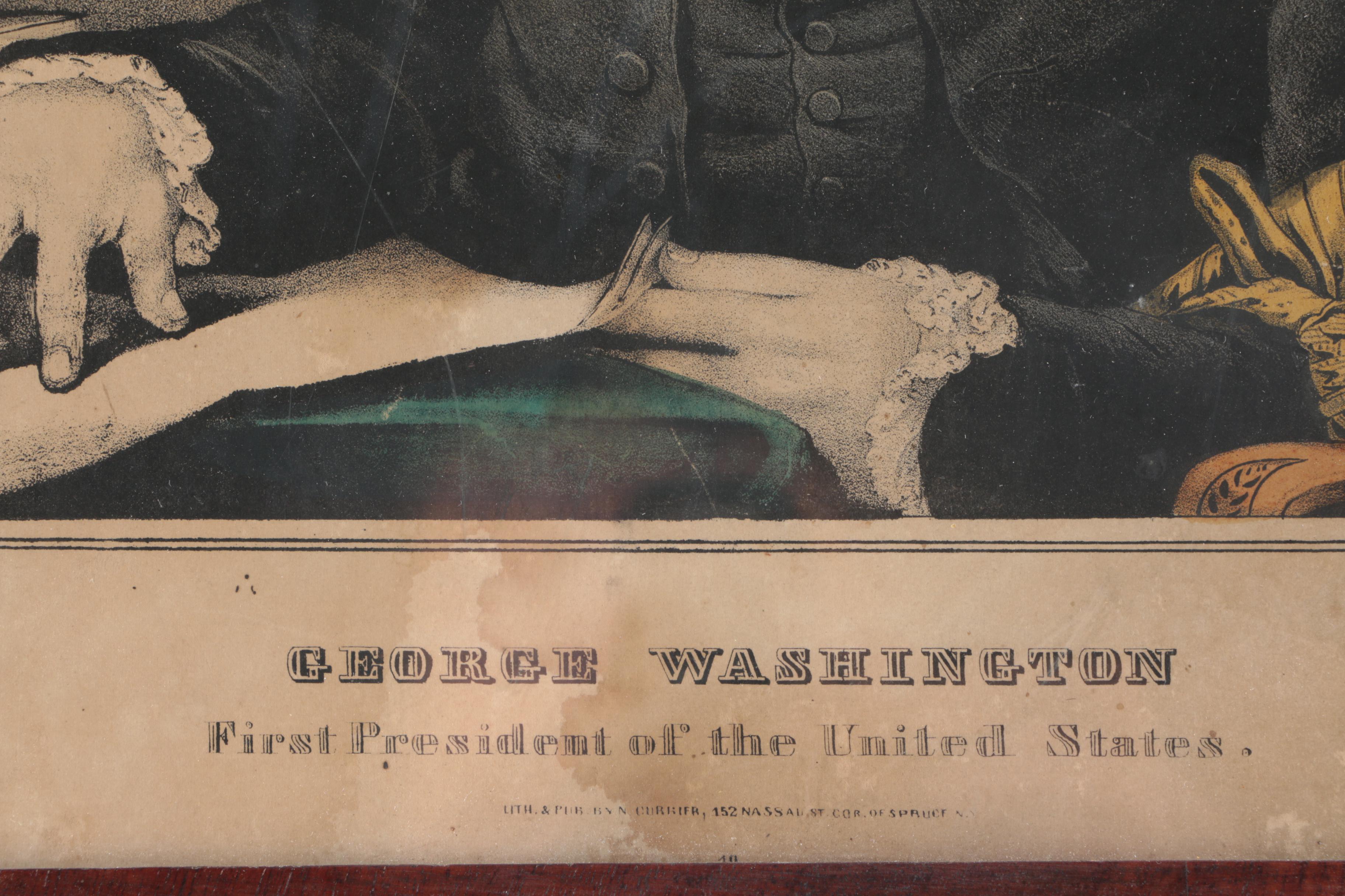 Nathaniel Currier Lithograph with Pochoir "George Washington"