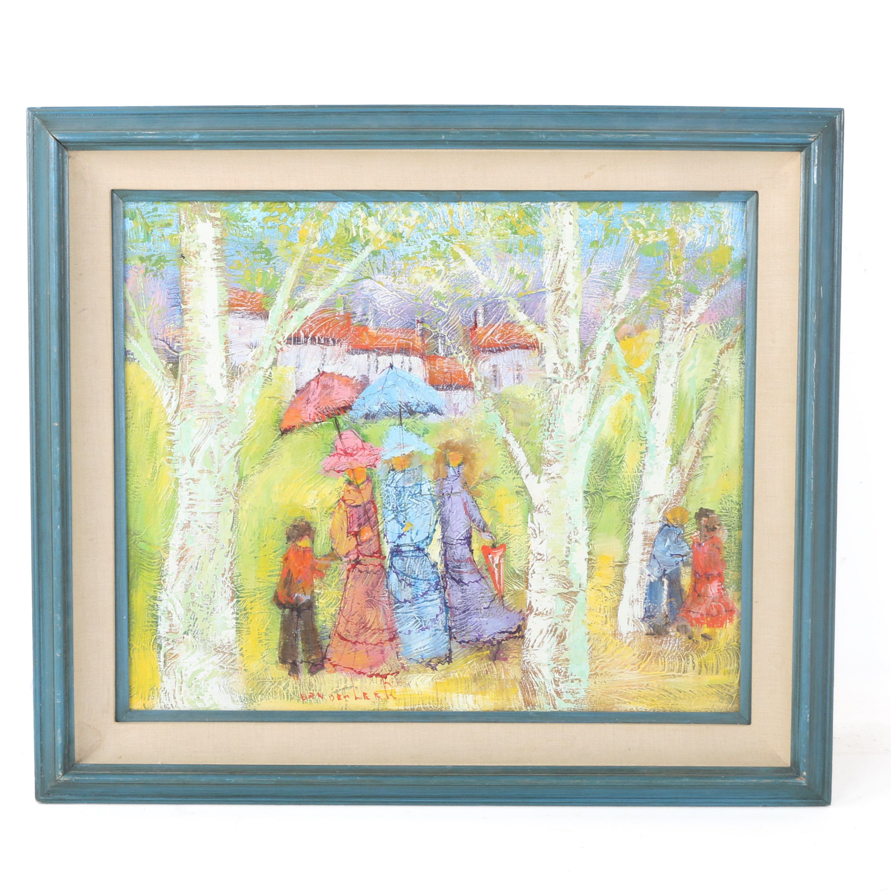 Van Der Leer Oil Painting of Group Outing