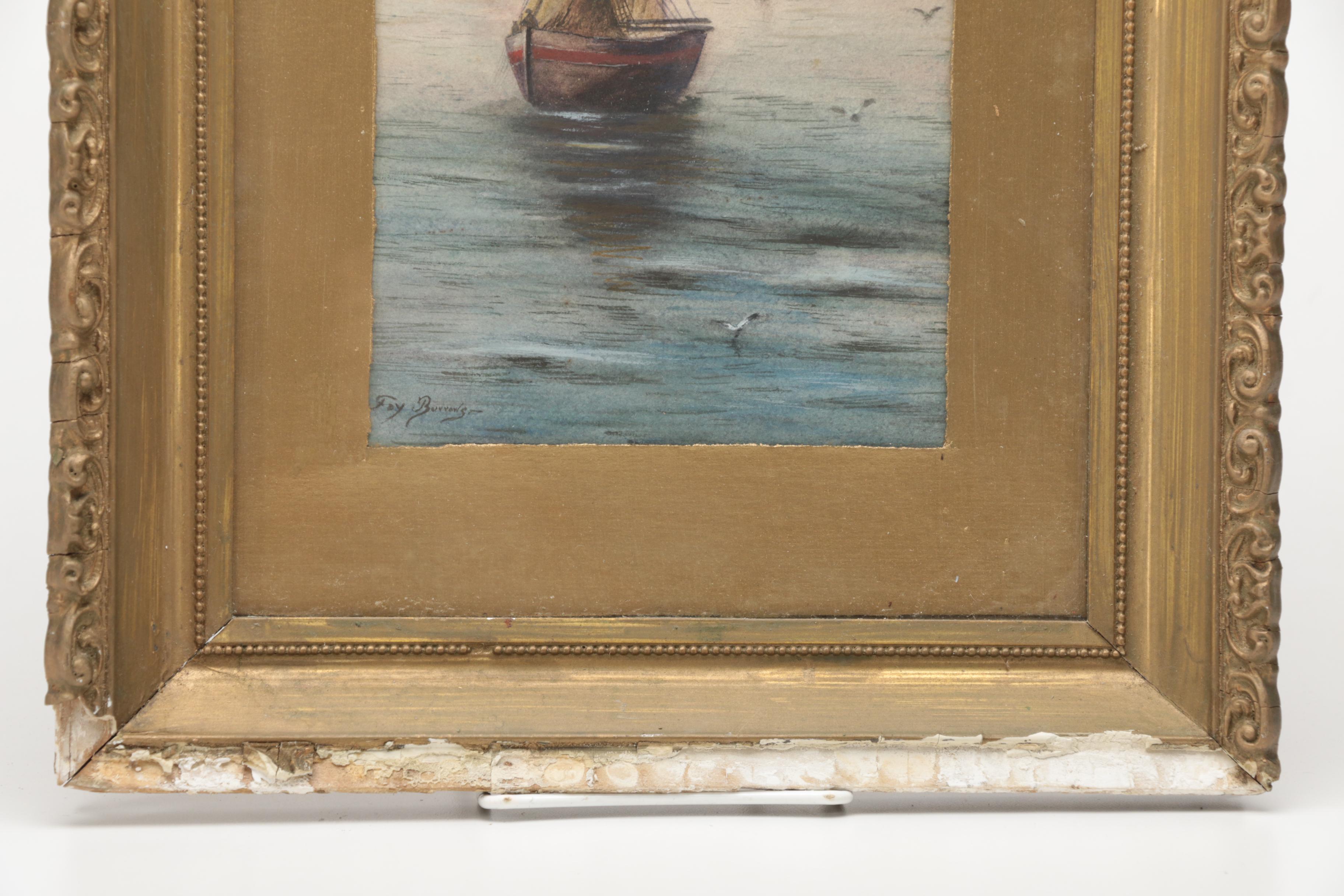 Fay Burrows Watercolor on Paper of Maritime Landscape