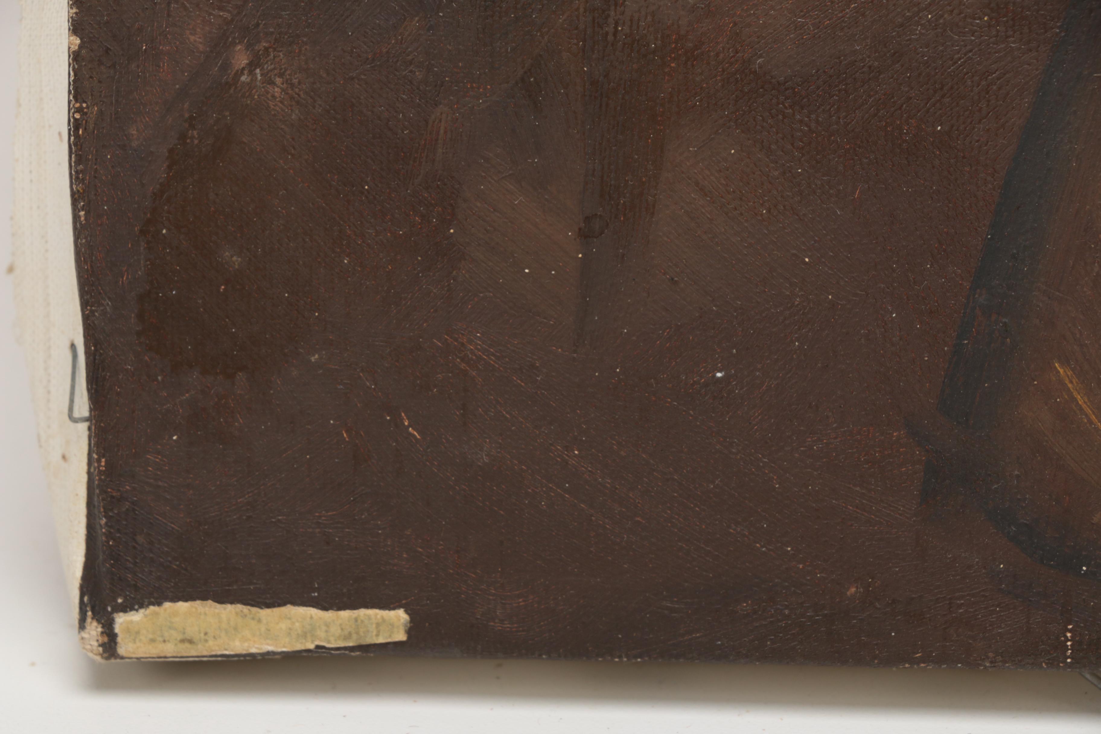 Luis Goll Oil on Canvas Portrait of Bearded Man Smoking a Pipe