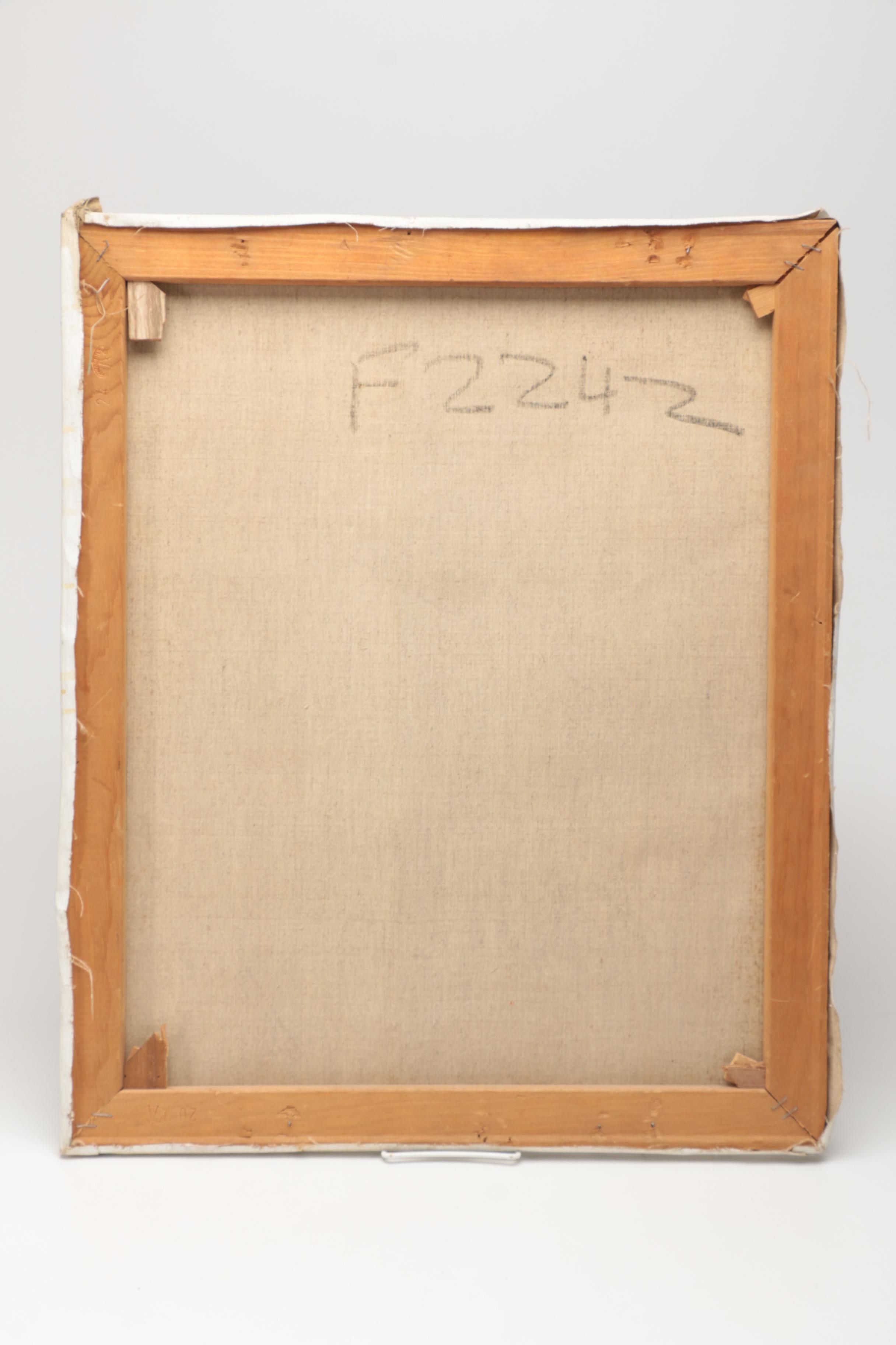 Luis Goll Oil on Canvas Portrait of Bearded Man Smoking a Pipe