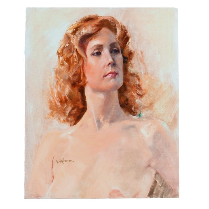 Original Wesley Kime Portrait of a Nude Woman