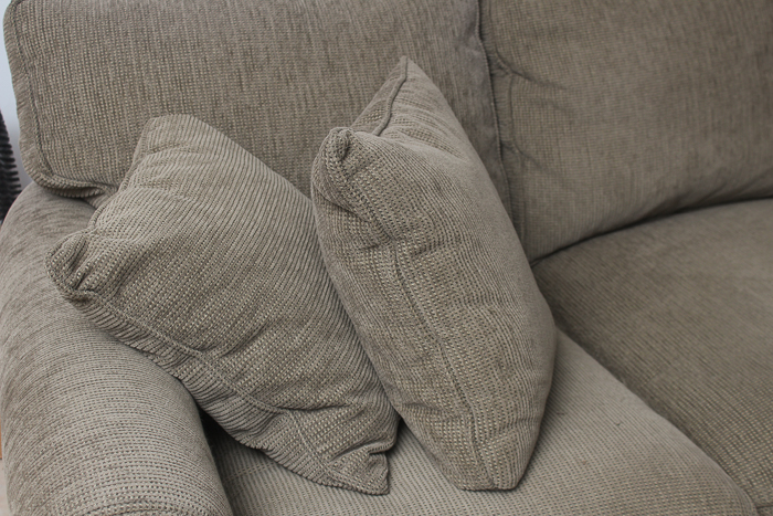 Crate & Barrel Olive Green Tweed Upholstered Sofa