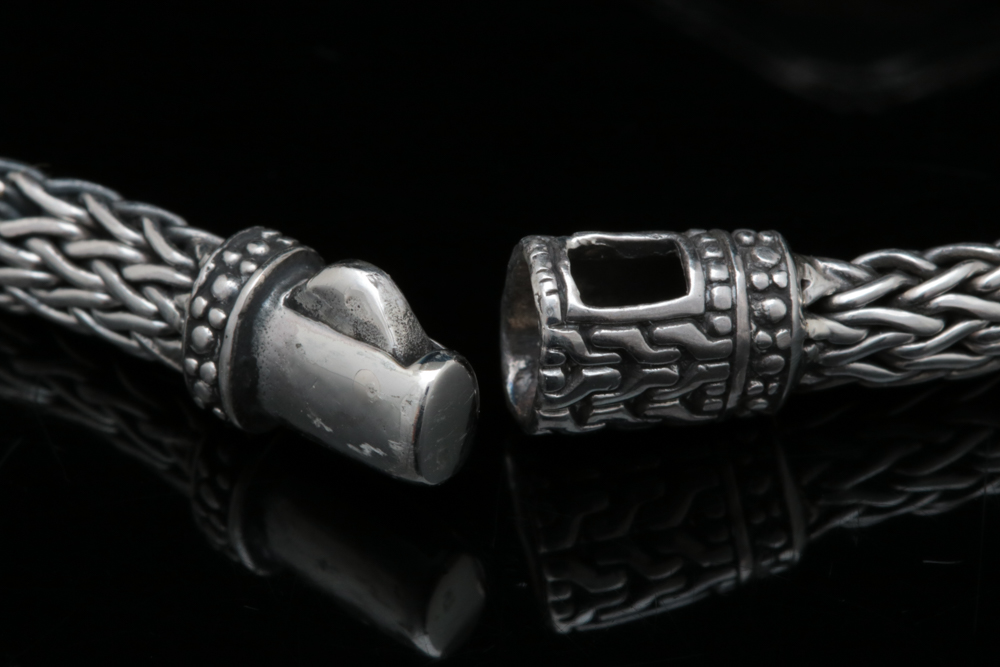 Robert Manse Sterling Silver, 18K Gold, Pearl and Rhodolite Bracelet