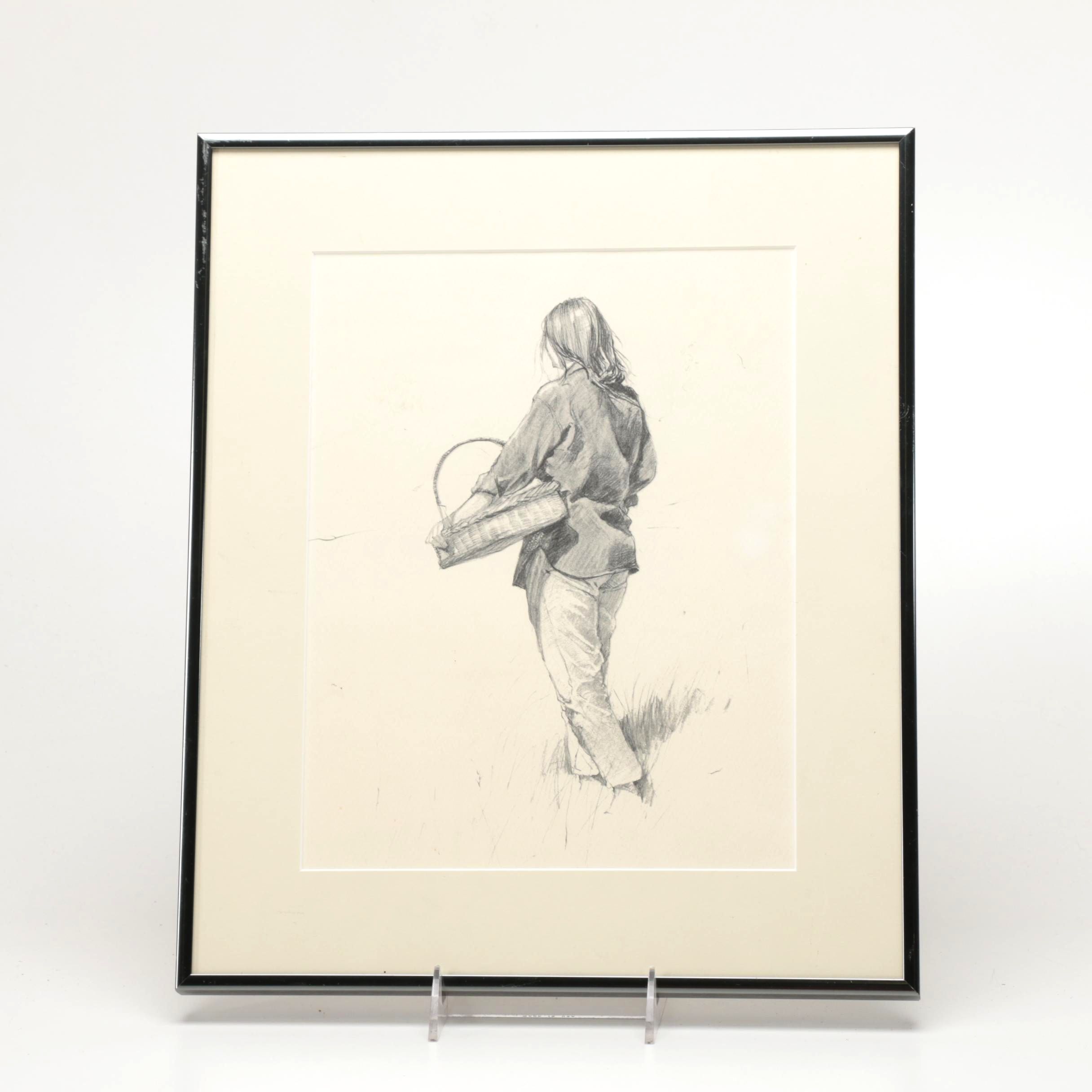 Don Stone Lithograph on Paper of Woman