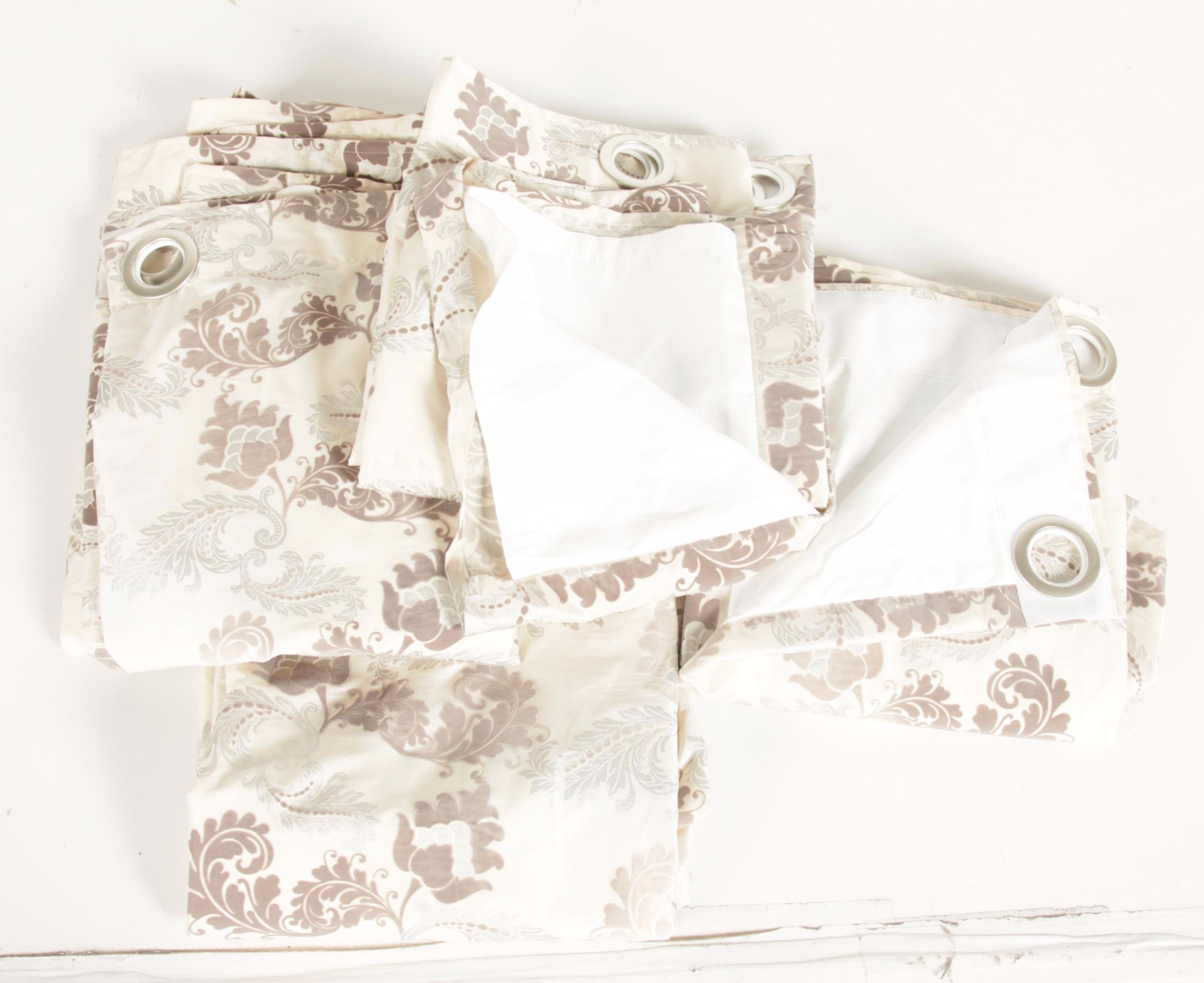 Cream and Grey Floral Curtains