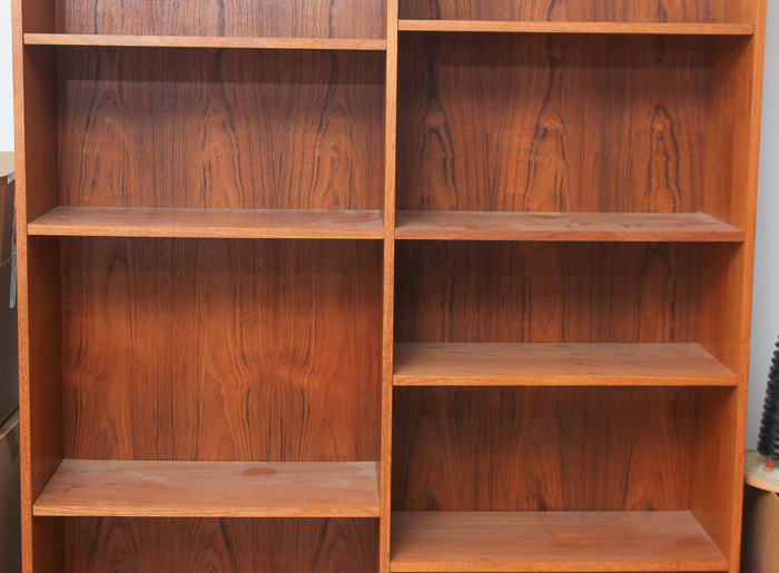 Mahogany Hued Composite Wood Bookcase