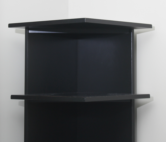 Pair Wood Veneer Corner Shelves