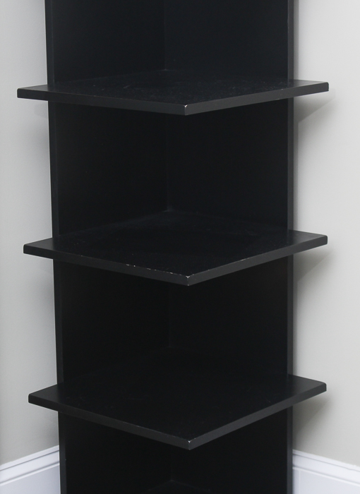 Pair Wood Veneer Corner Shelves